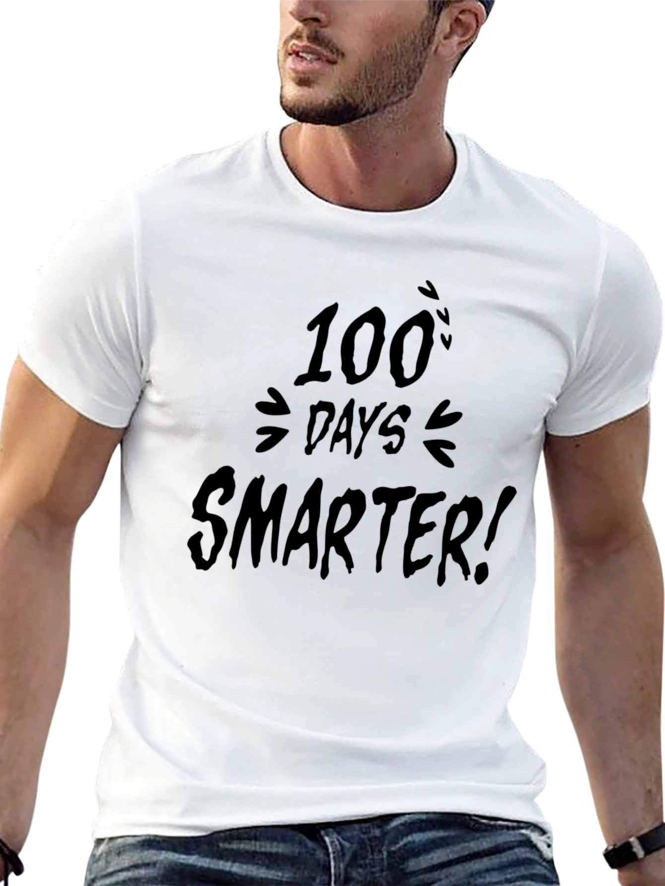 100 Days Smarter T-Shirt - Soft Cotton Crew Neck Tee