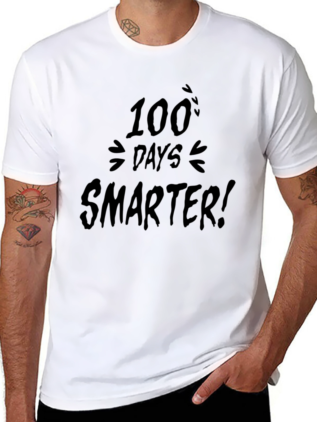 100 Days Smarter T-Shirt - Soft Cotton Crew Neck Tee