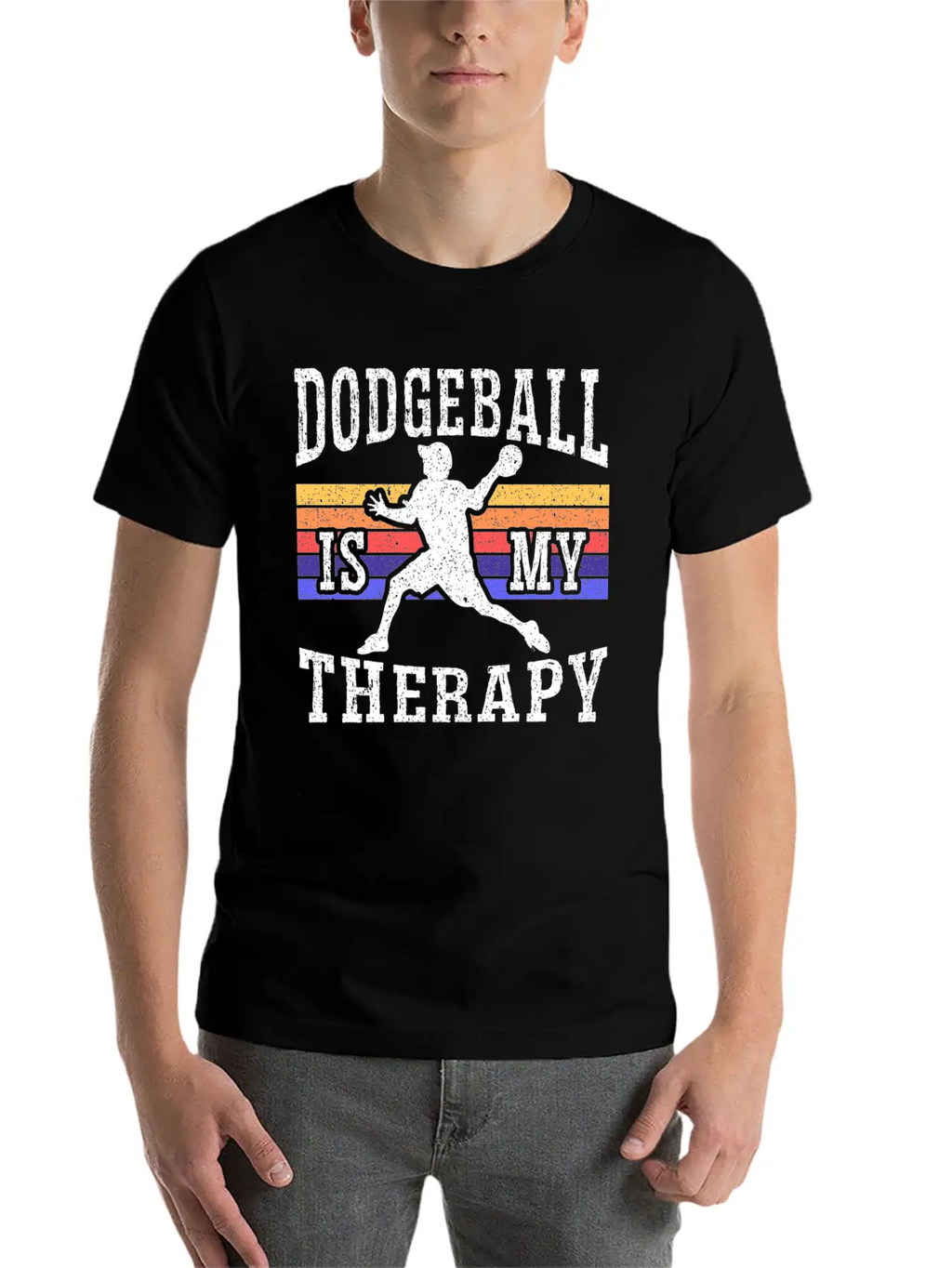 Dodgeball Is My Therapy Dodgeballer Dodgeball Stylish Everyday T-Shirt – Unisex Basic Cotton Tee