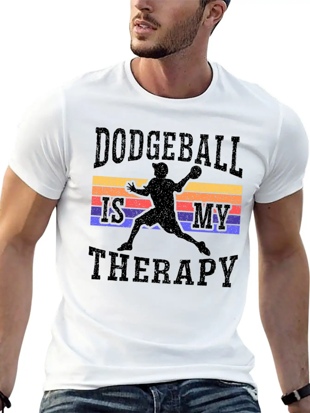 Dodgeball Is My Therapy Dodgeballer Dodgeball Stylish Everyday T-Shirt – Unisex Basic Cotton Tee