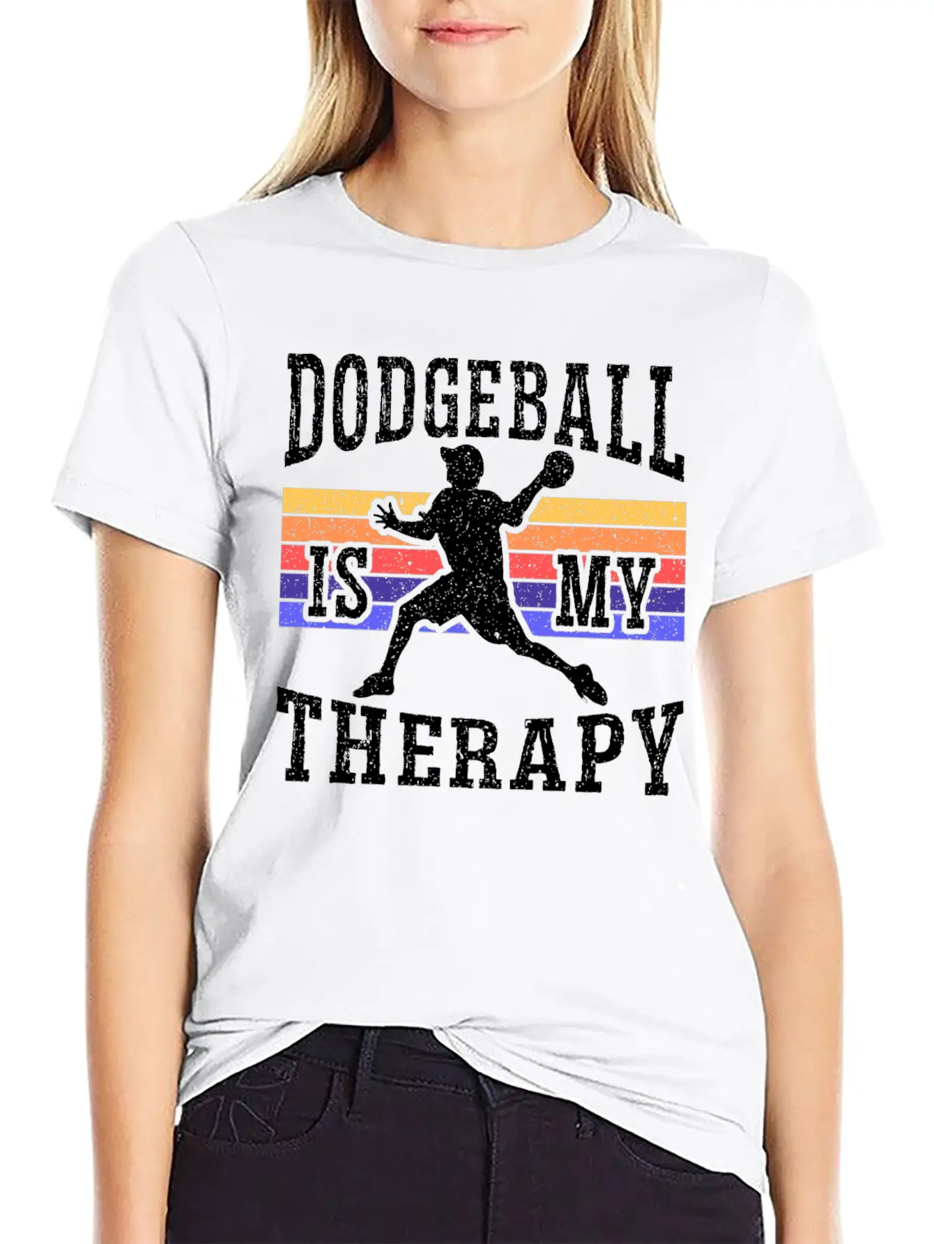 Dodgeball Is My Therapy Dodgeballer Dodgeball Stylish Everyday T-Shirt – Unisex Basic Cotton Tee