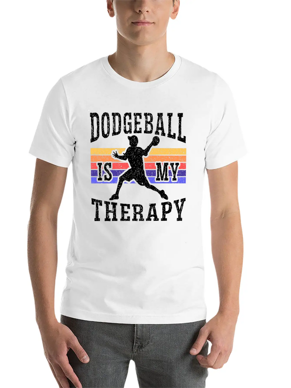 Dodgeball Is My Therapy Dodgeballer Dodgeball Stylish Everyday T-Shirt – Unisex Basic Cotton Tee