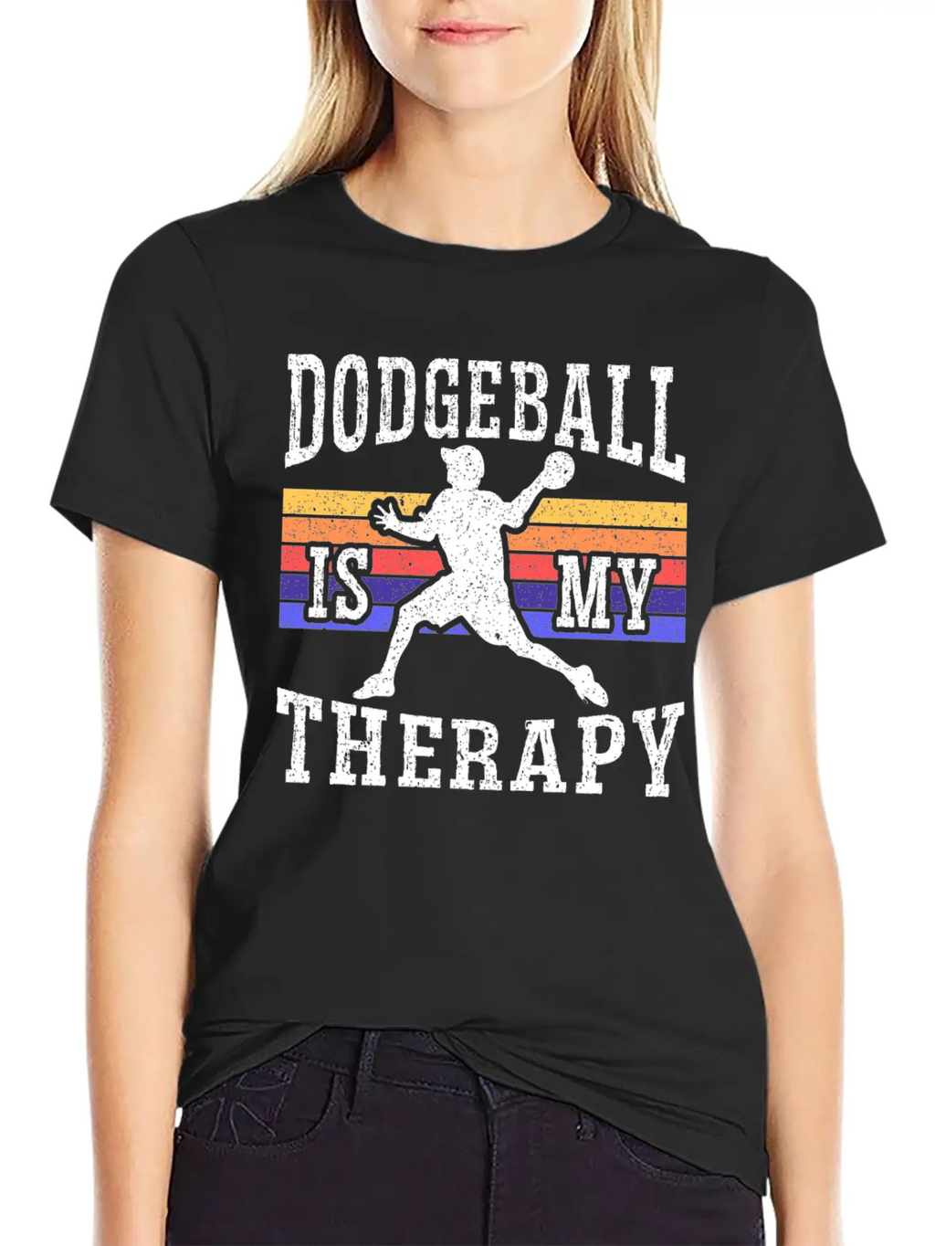 Dodgeball Is My Therapy Dodgeballer Dodgeball Stylish Everyday T-Shirt – Unisex Basic Cotton Tee