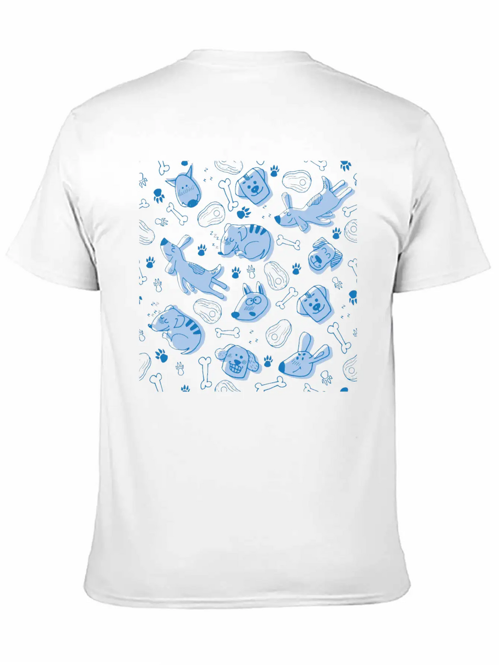 Dog Dogs Pattern Blue Cute Funny Dog Owner Unisex Short Sleeve Soft Cotton T-Shirt – Casual Everyday Wear