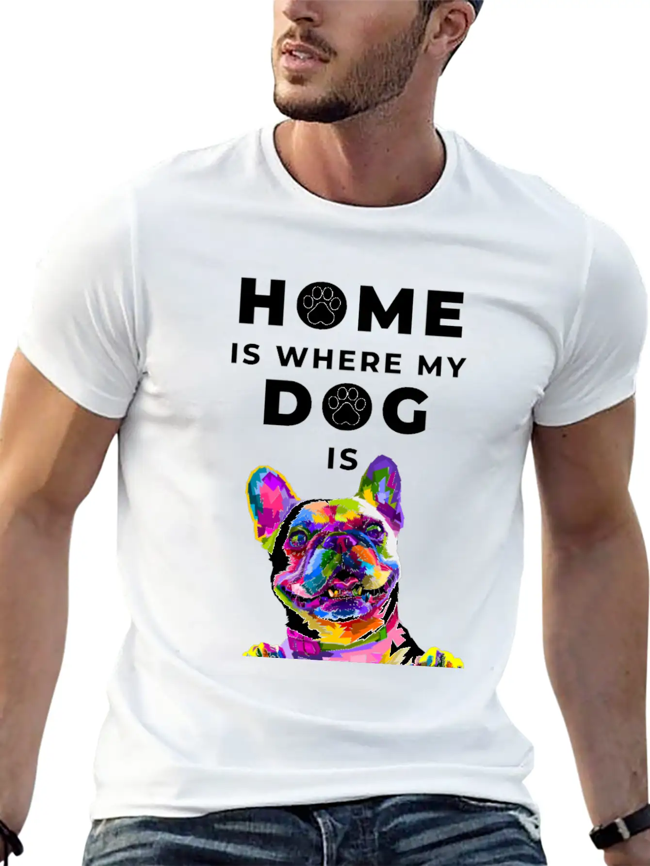 Dog- Home Is Where The Dog Is Casual Graphic T-Shirt – Simple And Comfortable Daily Wear