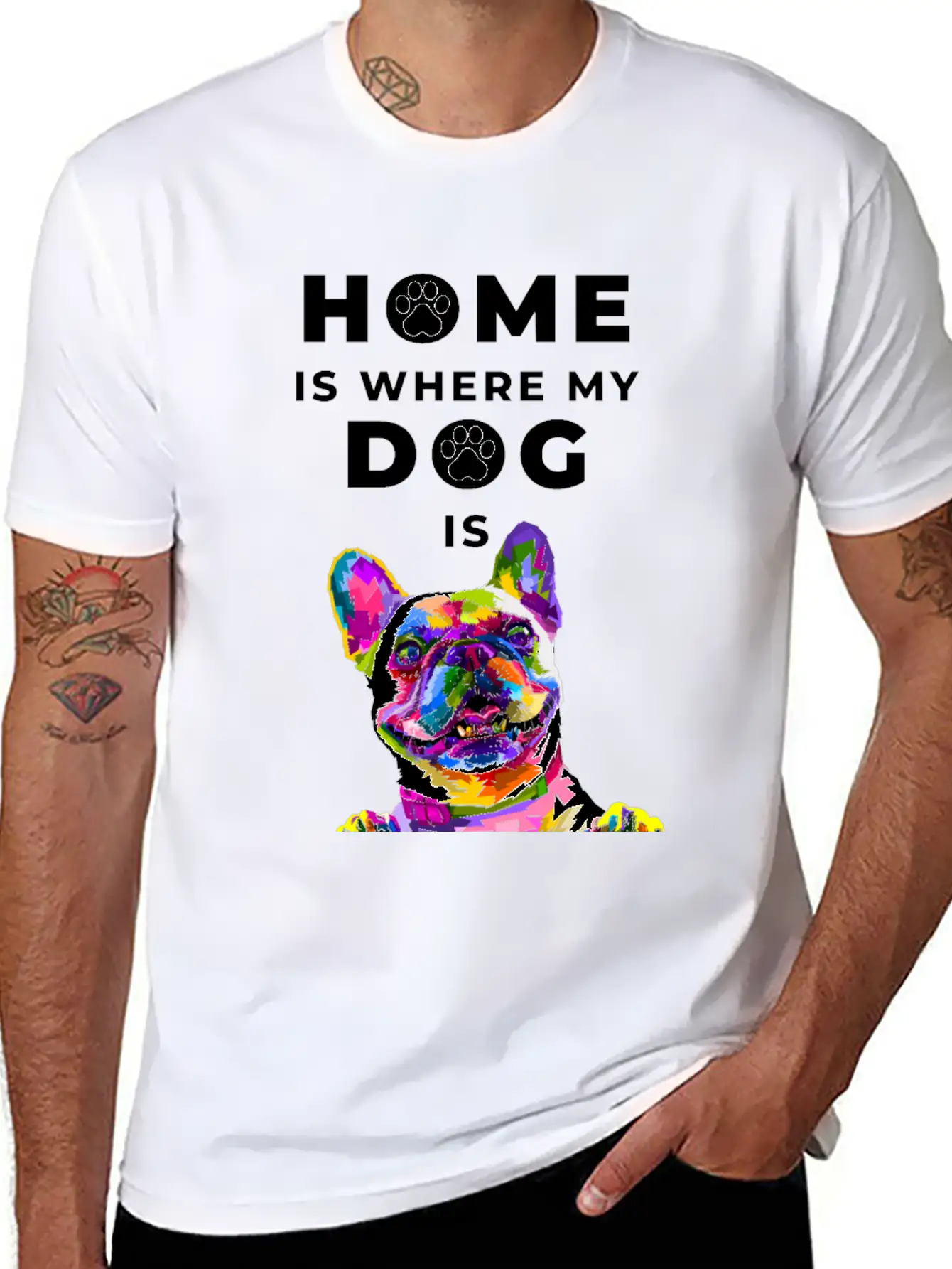 Dog- Home Is Where The Dog Is Casual Graphic T-Shirt – Simple And Comfortable Daily Wear