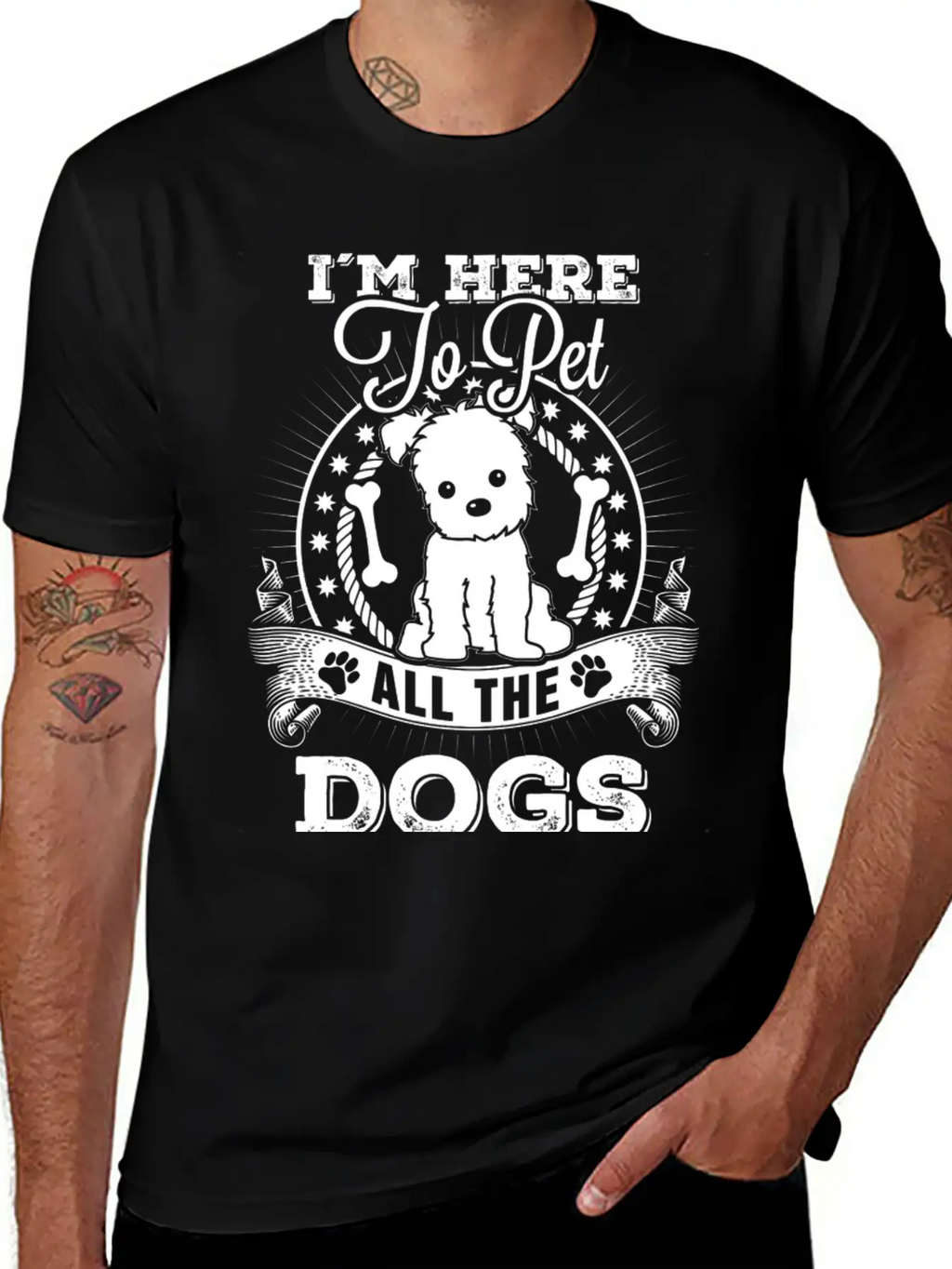 Dog - I'm Here To Pet All The Dogs Awesome T - S Unisex Short Sleeve Soft Cotton T-Shirt – Casual Everyday Wear
