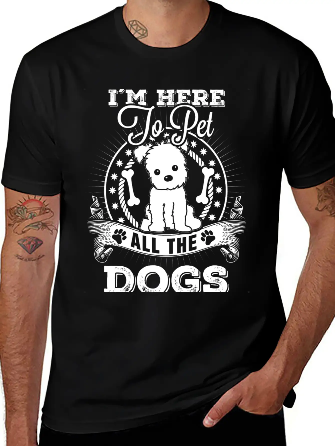 Dog - I'm Here To Pet All The Dogs Awesome T - S Unisex Short Sleeve Soft Cotton T-Shirt – Casual Everyday Wear
