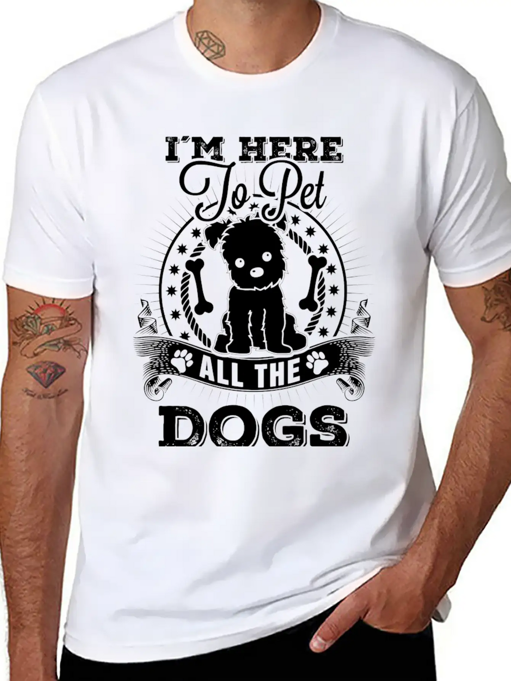 Dog - I'm Here To Pet All The Dogs Awesome T - S Unisex Short Sleeve Soft Cotton T-Shirt – Casual Everyday Wear