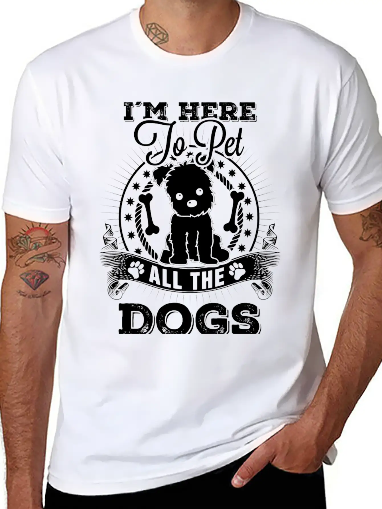 Dog - I'm Here To Pet All The Dogs Awesome T - S Unisex Short Sleeve Soft Cotton T-Shirt – Casual Everyday Wear