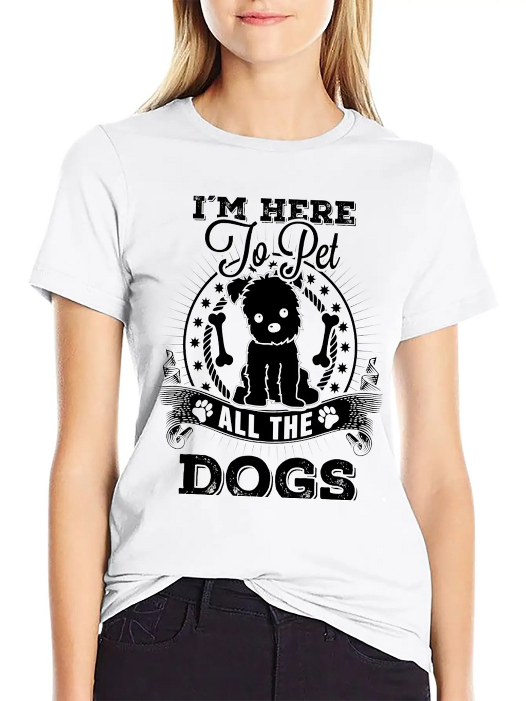 Dog - I'm Here To Pet All The Dogs Awesome T - S Unisex Short Sleeve Soft Cotton T-Shirt – Casual Everyday Wear