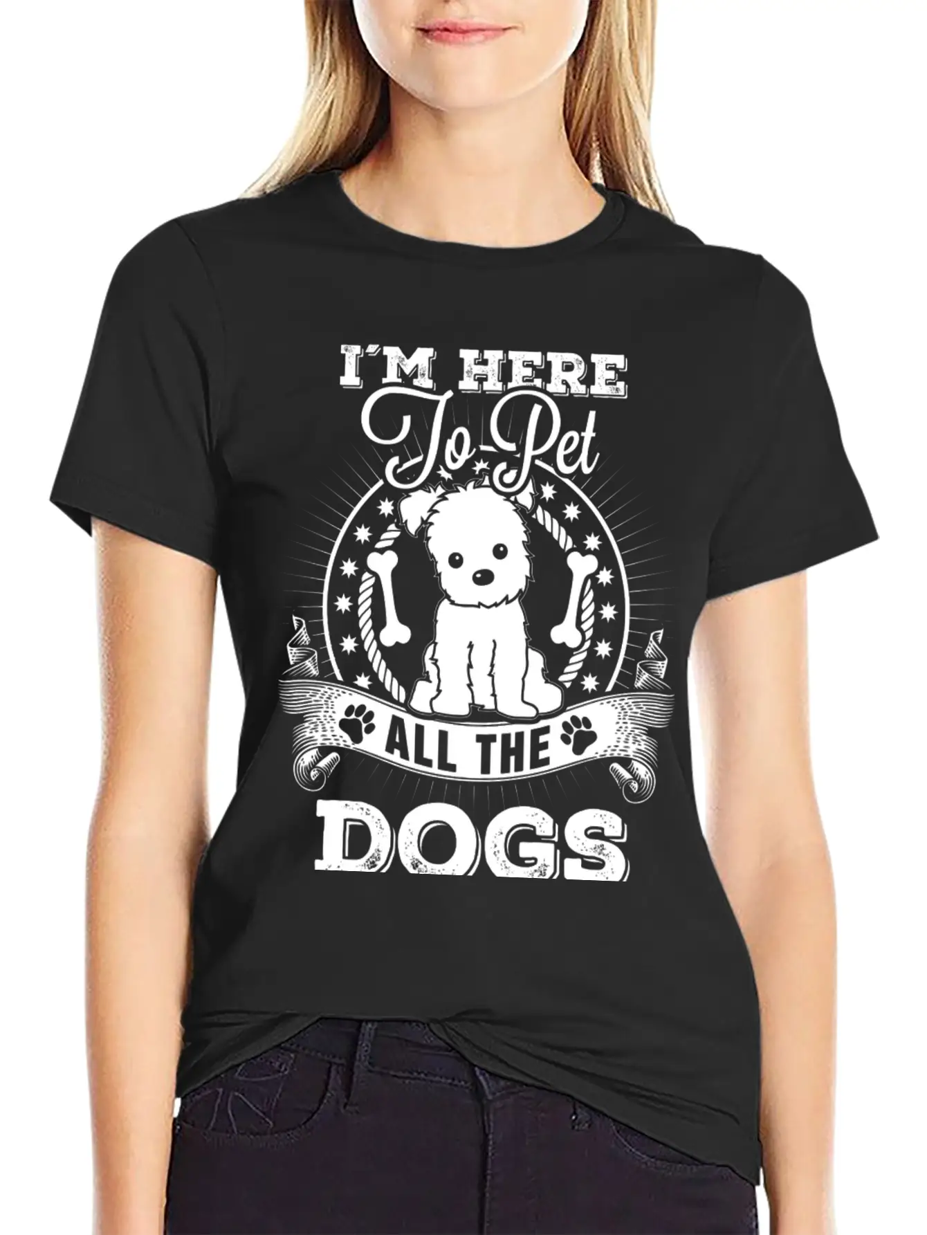Dog - I'm Here To Pet All The Dogs Awesome T - S Unisex Short Sleeve Soft Cotton T-Shirt – Casual Everyday Wear
