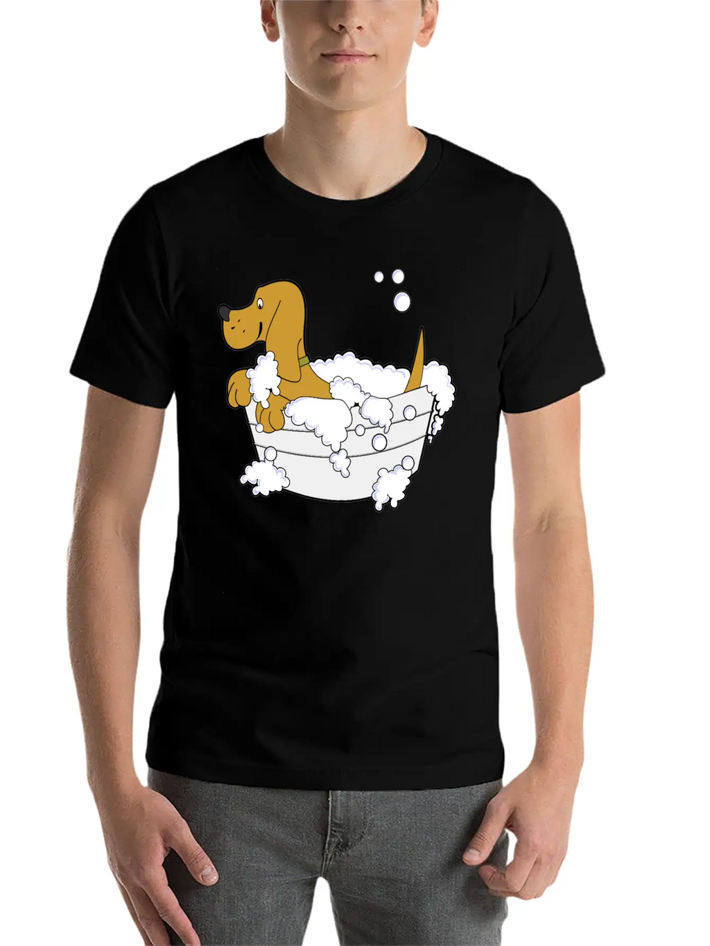 Dog In Washing Tub Casual Graphic T-Shirt – Simple And Comfortable Daily Wear