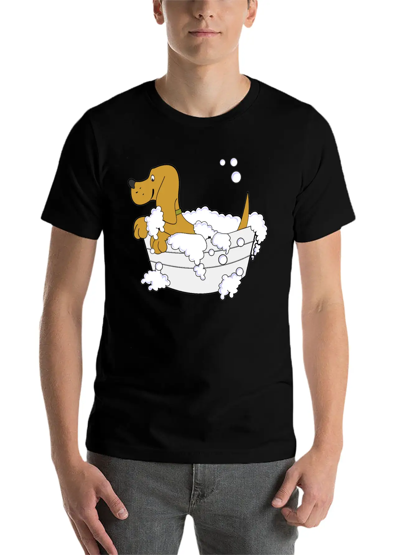 Dog In Washing Tub Casual Graphic T-Shirt – Simple And Comfortable Daily Wear