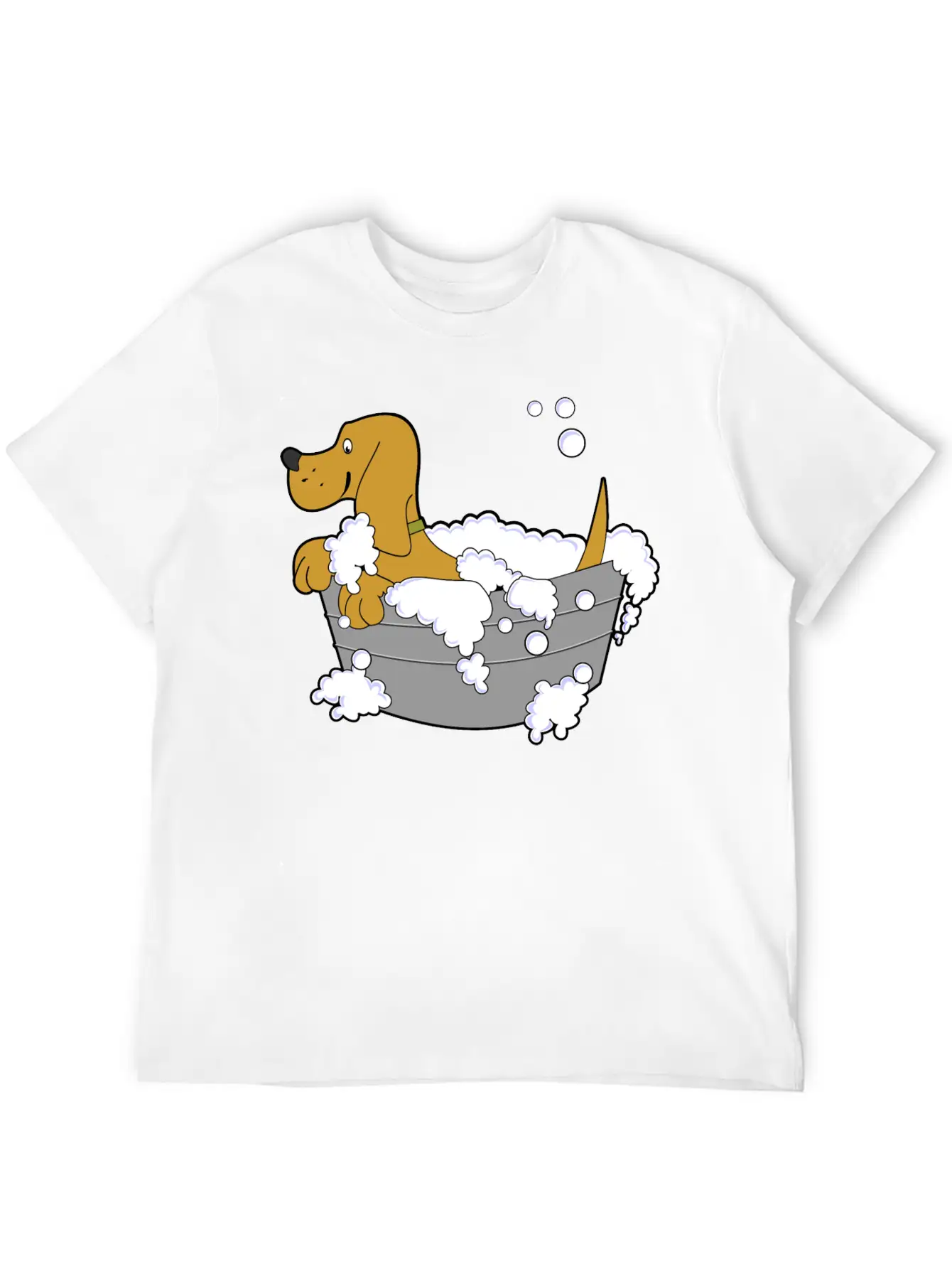 Dog In Washing Tub Casual Graphic T-Shirt – Simple And Comfortable Daily Wear