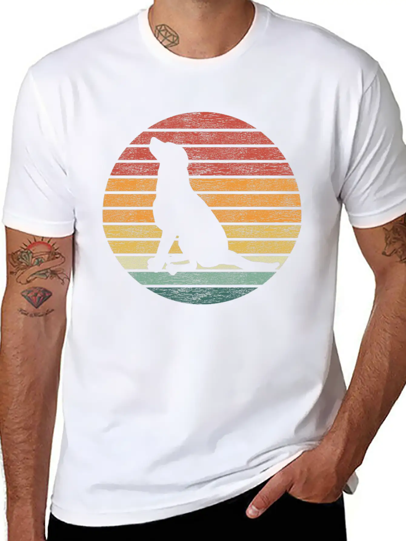 Dog Lover - Vintage Sunset Dog Classic Fit Graphic Tee For Daily Comfort – Unisex Cotton Shirt