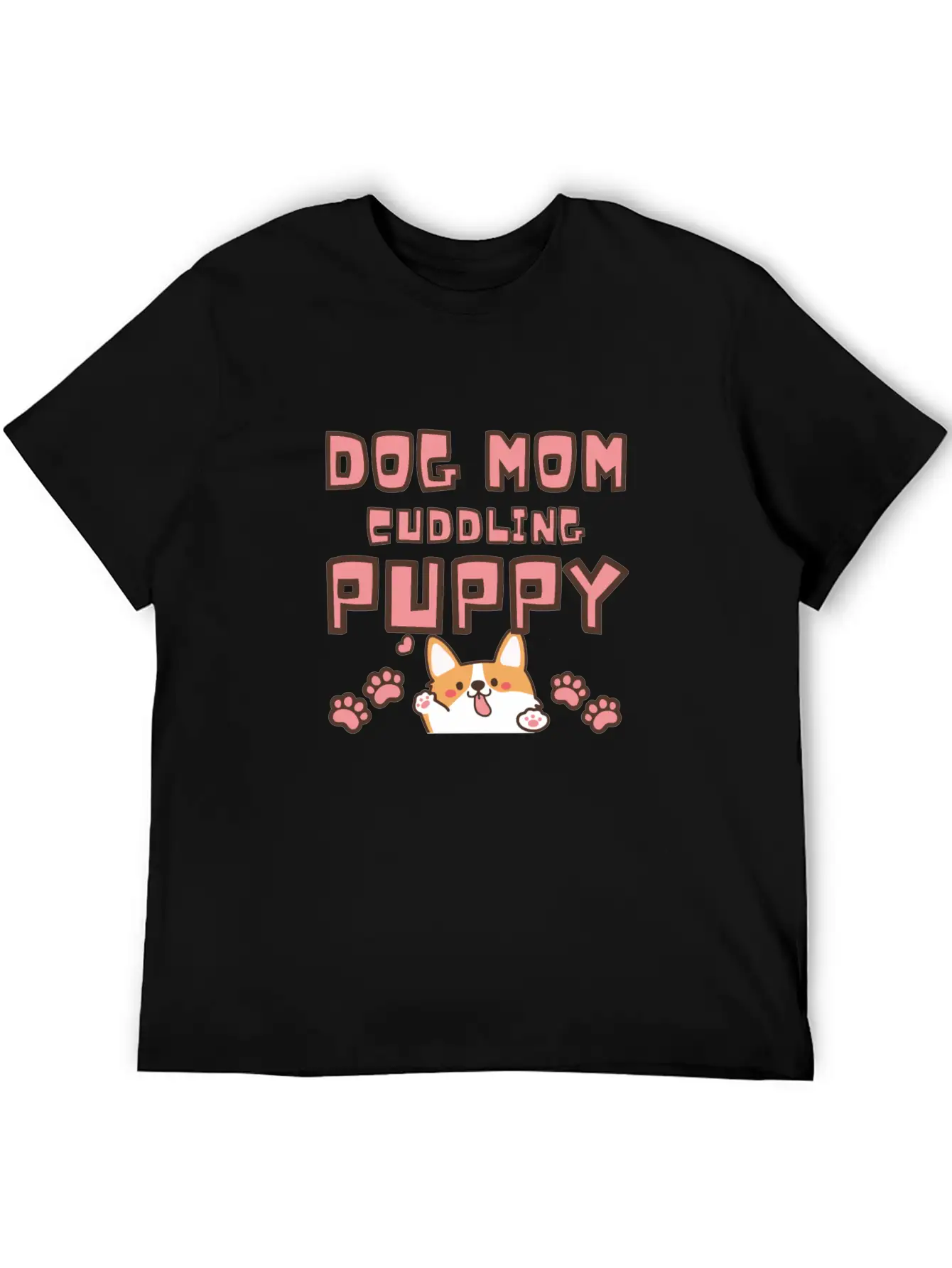 DOG MOM CUDDLING PUPPY , DOGS LOVERS Unisex Casual T-Shirt – Clean Design For Daily Comfort