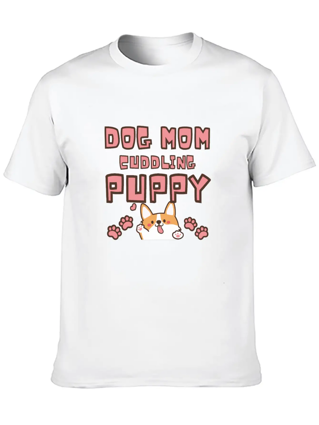 DOG MOM CUDDLING PUPPY , DOGS LOVERS Unisex Casual T-Shirt – Clean Design For Daily Comfort