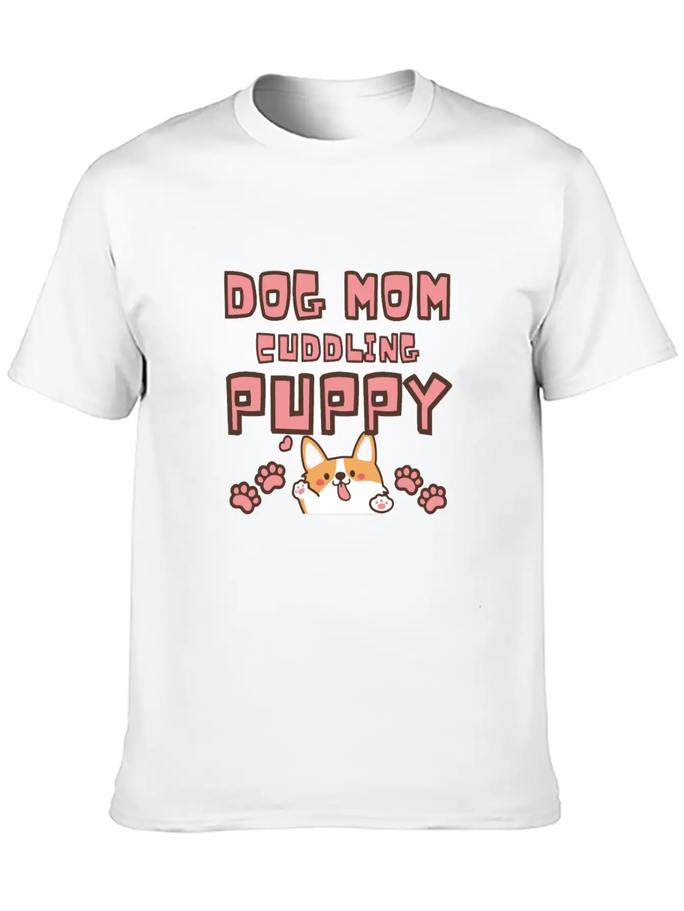 DOG MOM CUDDLING PUPPY , DOGS LOVERS Unisex Casual T-Shirt – Clean Design For Daily Comfort