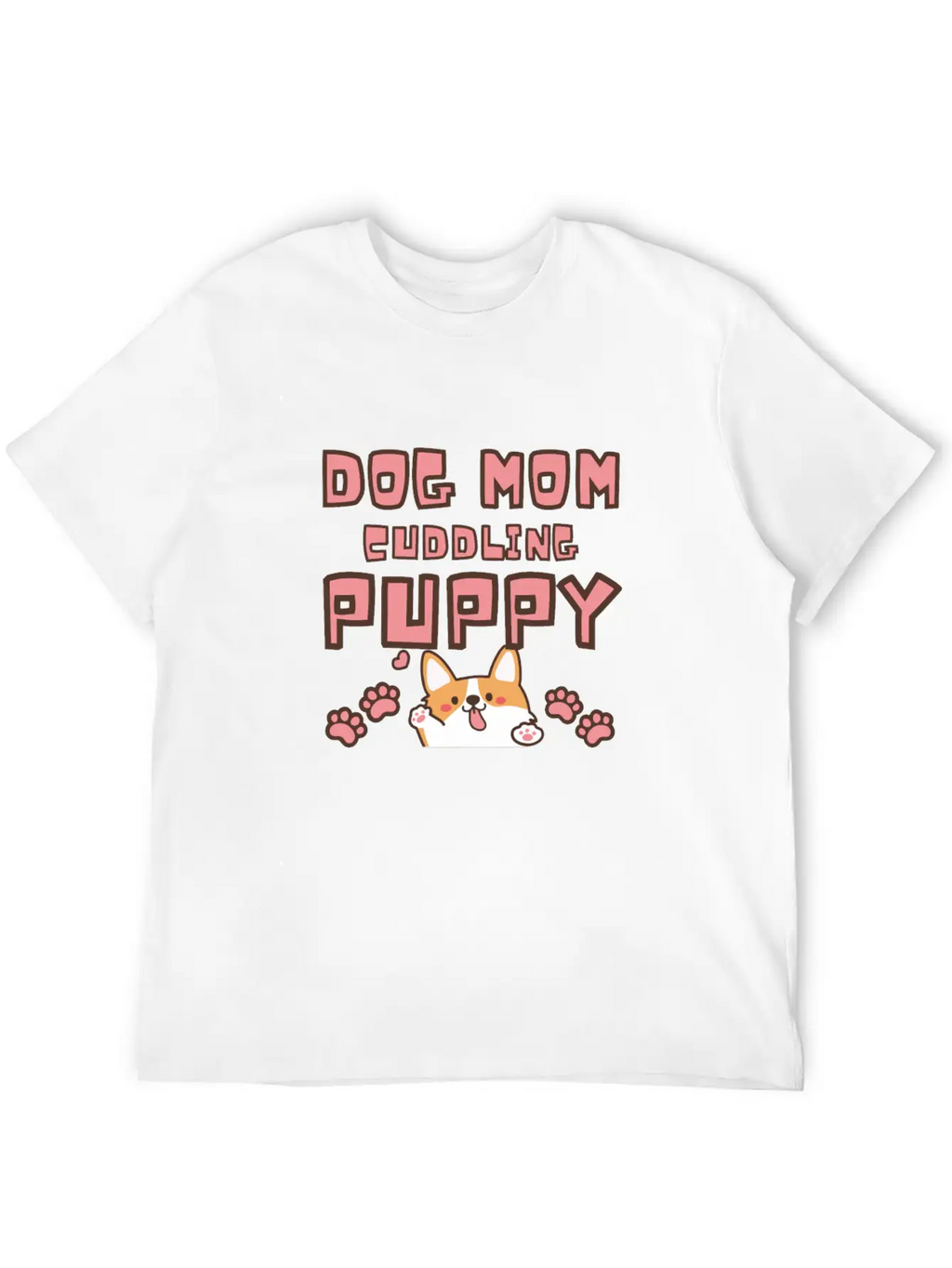 DOG MOM CUDDLING PUPPY , DOGS LOVERS Unisex Casual T-Shirt – Clean Design For Daily Comfort