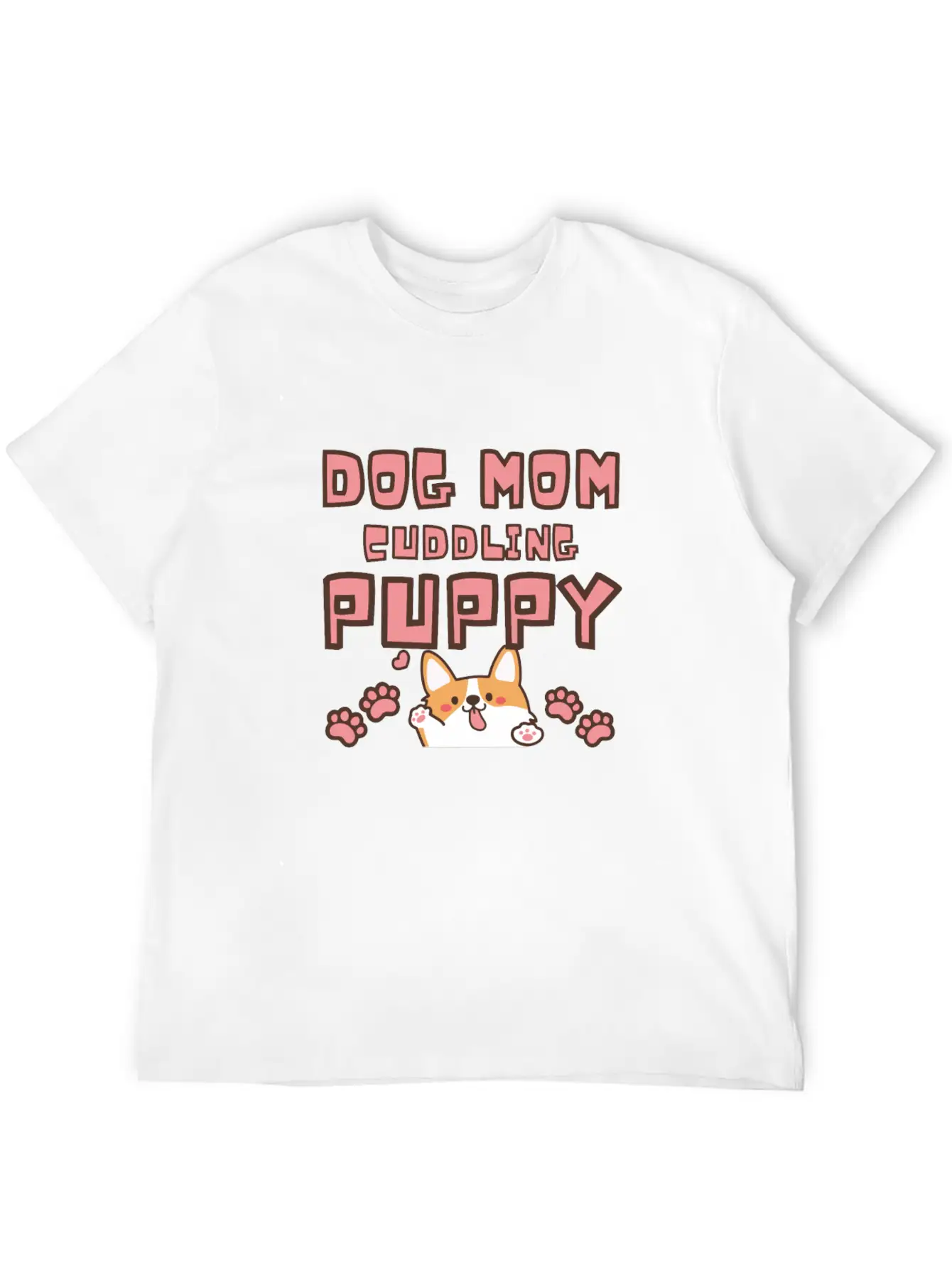 DOG MOM CUDDLING PUPPY , DOGS LOVERS Unisex Casual T-Shirt – Clean Design For Daily Comfort