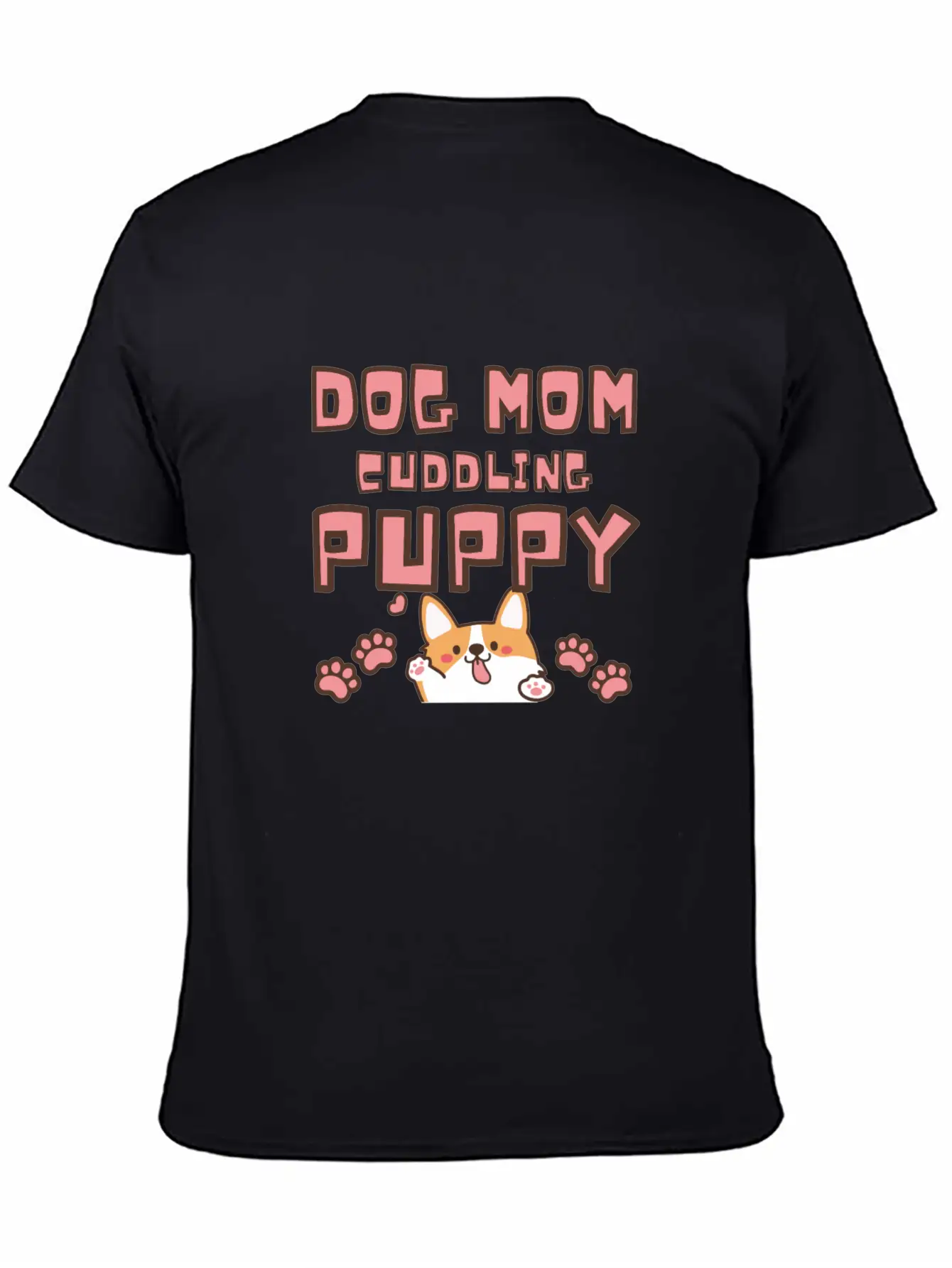 DOG MOM CUDDLING PUPPY , DOGS LOVERS Unisex Casual T-Shirt – Clean Design For Daily Comfort