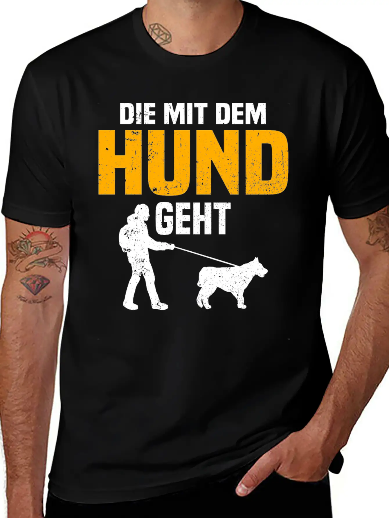 Dog Owner Walking With The Dog Unisex Short Sleeve Soft Cotton T-Shirt – Casual Everyday Wear