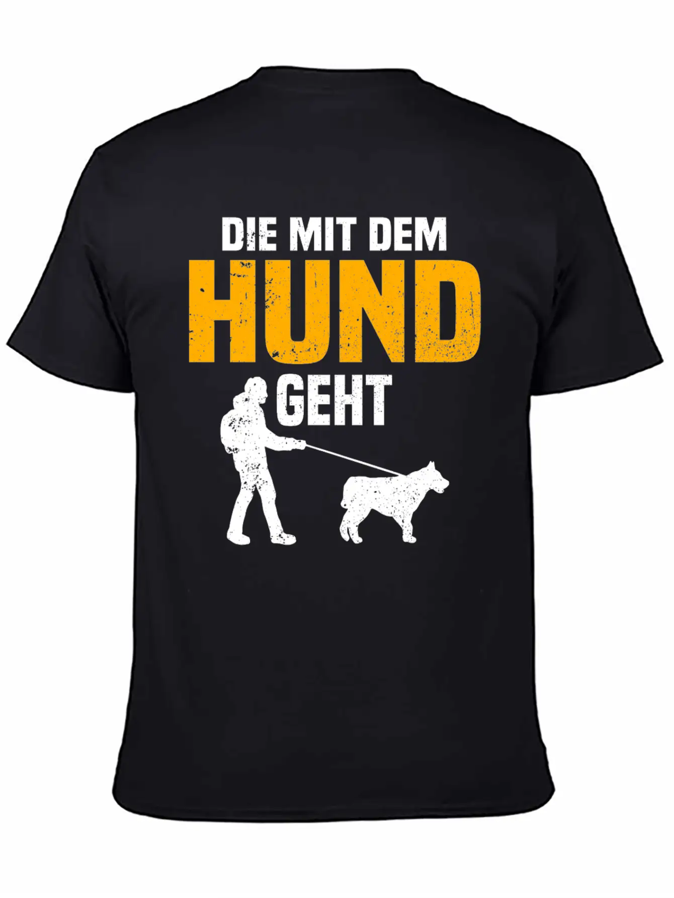 Dog Owner Walking With The Dog Unisex Short Sleeve Soft Cotton T-Shirt – Casual Everyday Wear