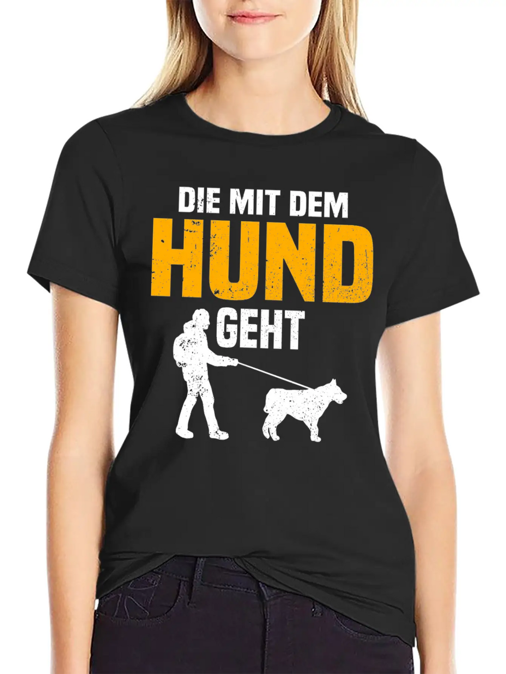 Dog Owner Walking With The Dog Unisex Short Sleeve Soft Cotton T-Shirt – Casual Everyday Wear