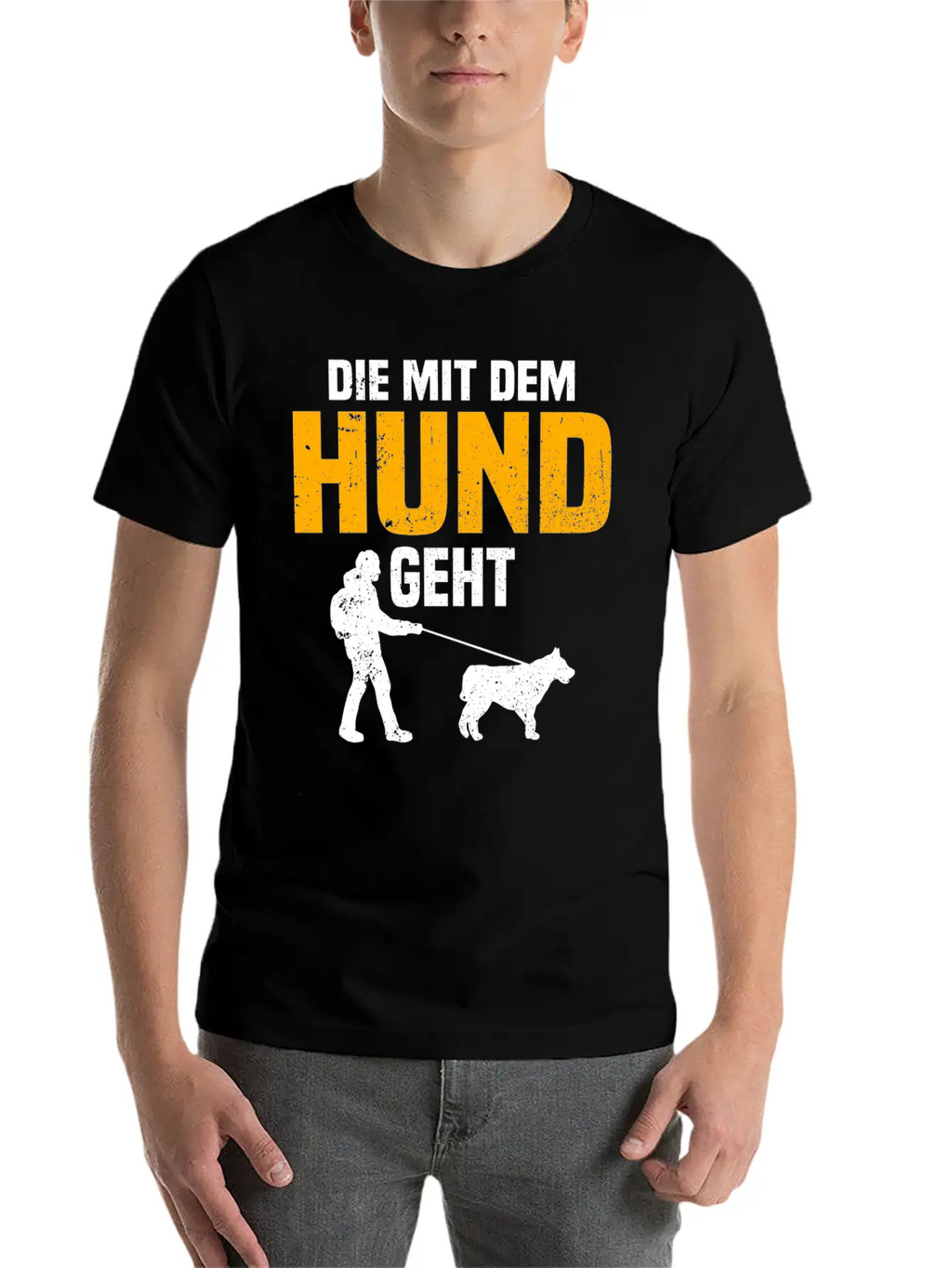 Dog Owner Walking With The Dog Unisex Short Sleeve Soft Cotton T-Shirt – Casual Everyday Wear