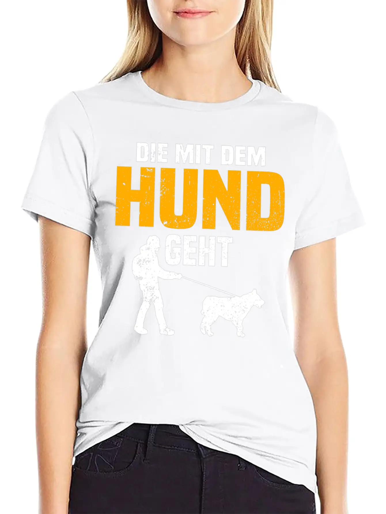 Dog Owner Walking With The Dog Unisex Short Sleeve Soft Cotton T-Shirt – Casual Everyday Wear