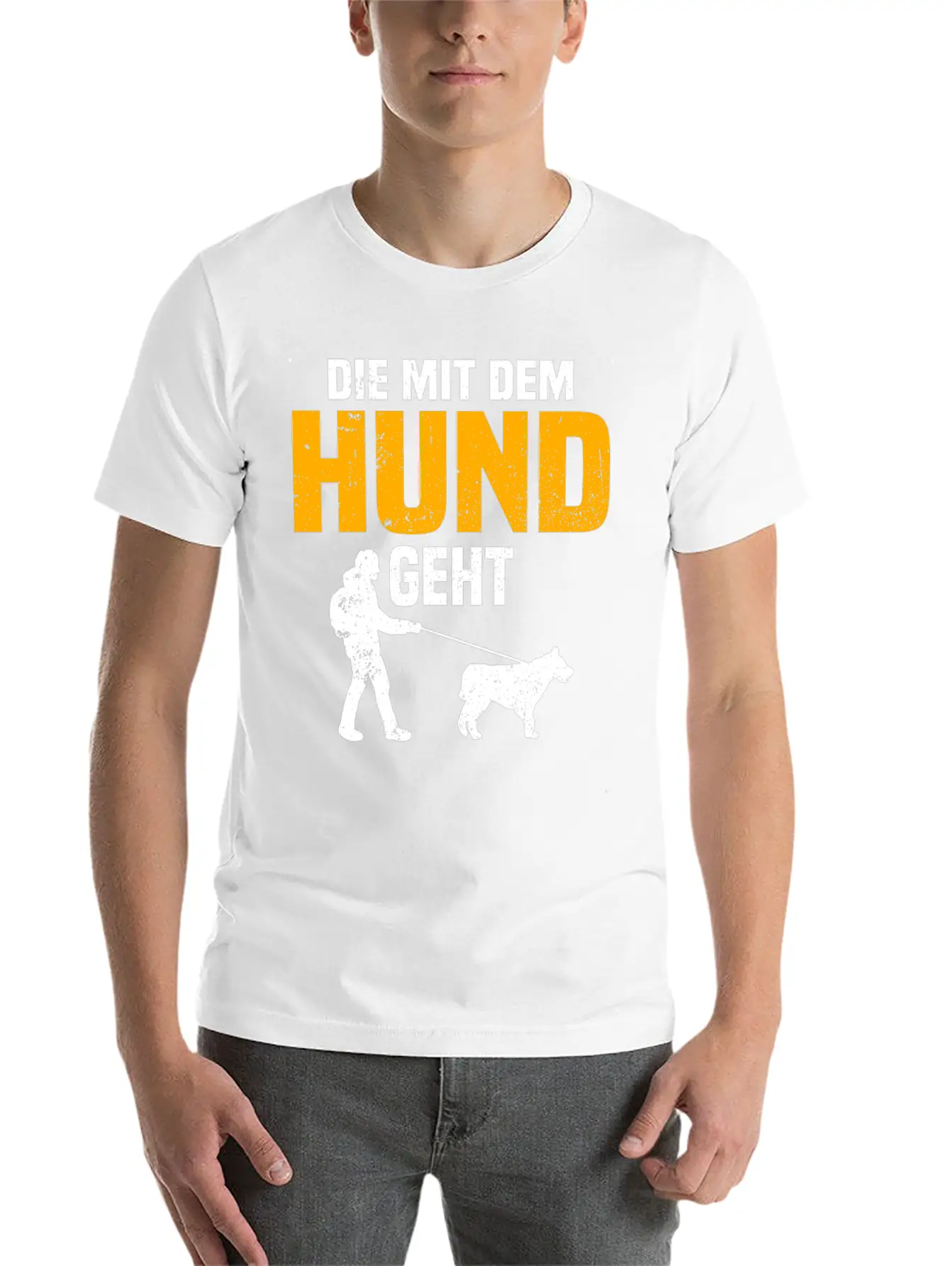 Dog Owner Walking With The Dog Unisex Short Sleeve Soft Cotton T-Shirt – Casual Everyday Wear