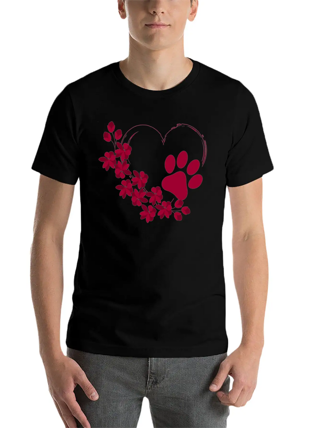 Dog Paw With Floral Look Unisex Casual T-Shirt – Clean Design For Daily Comfort
