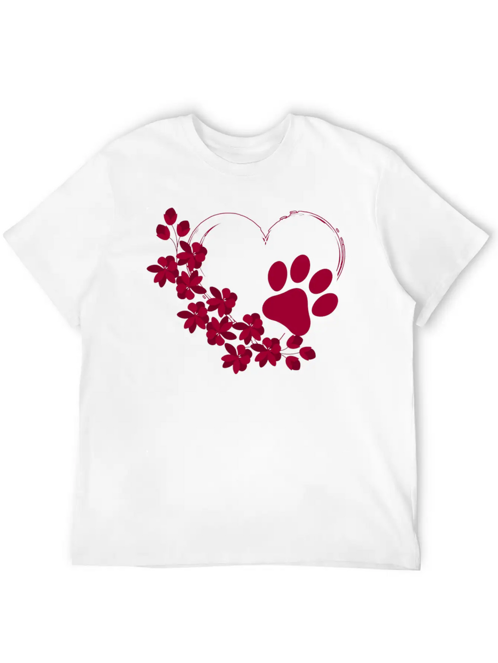 Dog Paw With Floral Look Unisex Casual T-Shirt – Clean Design For Daily Comfort