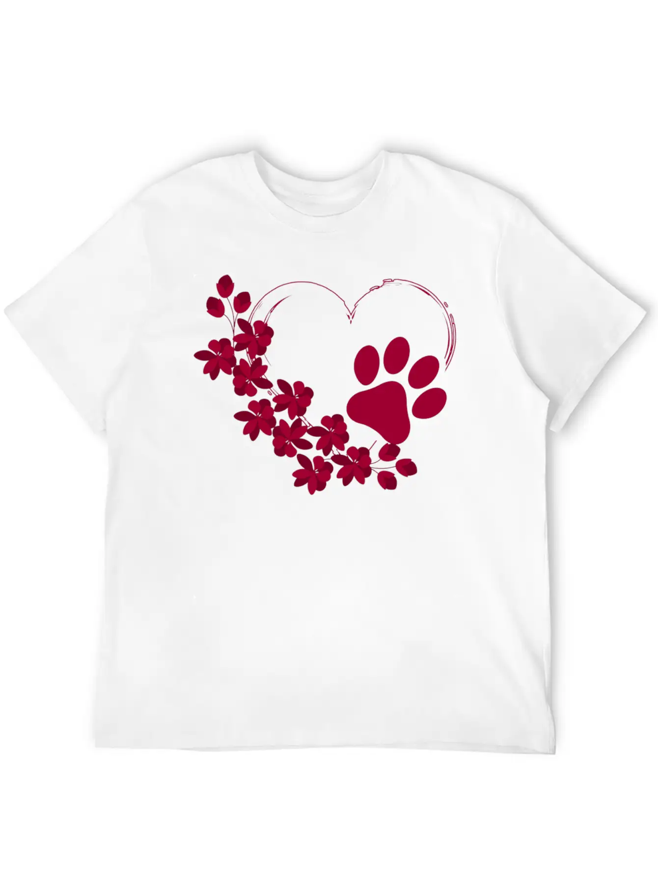 Dog Paw With Floral Look Unisex Casual T-Shirt – Clean Design For Daily Comfort