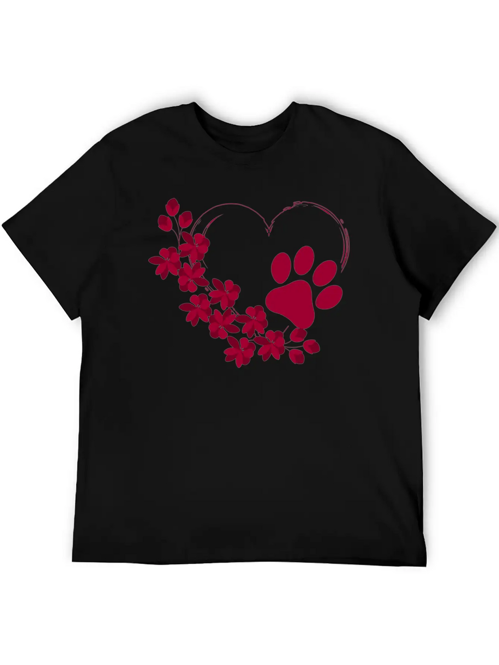 Dog Paw With Floral Look Unisex Casual T-Shirt – Clean Design For Daily Comfort