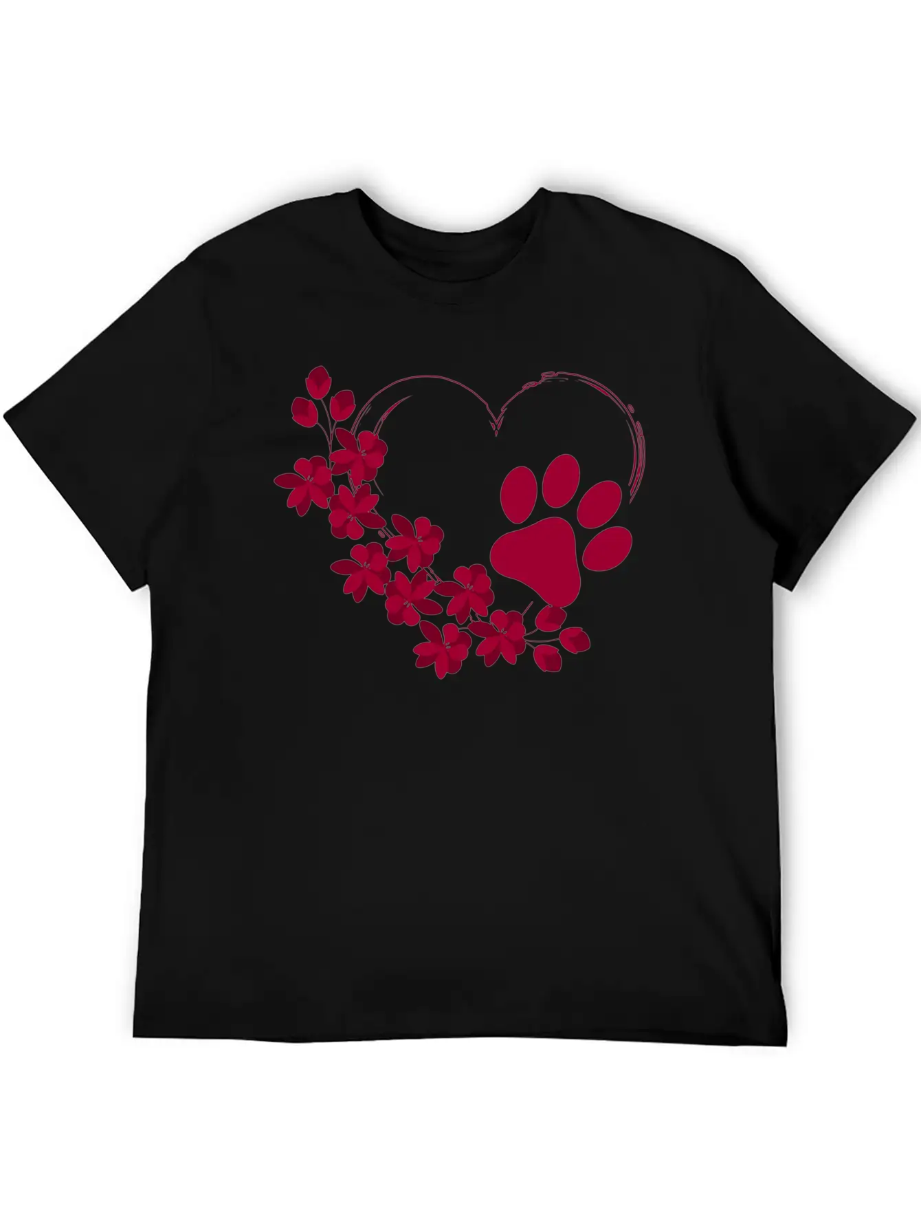 Dog Paw With Floral Look Unisex Casual T-Shirt – Clean Design For Daily Comfort