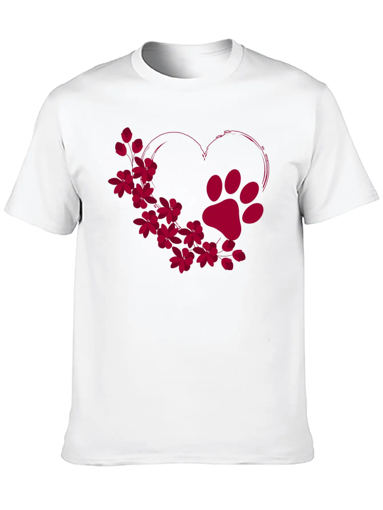 Dog Paw With Floral Look Unisex Casual T-Shirt – Clean Design For Daily Comfort