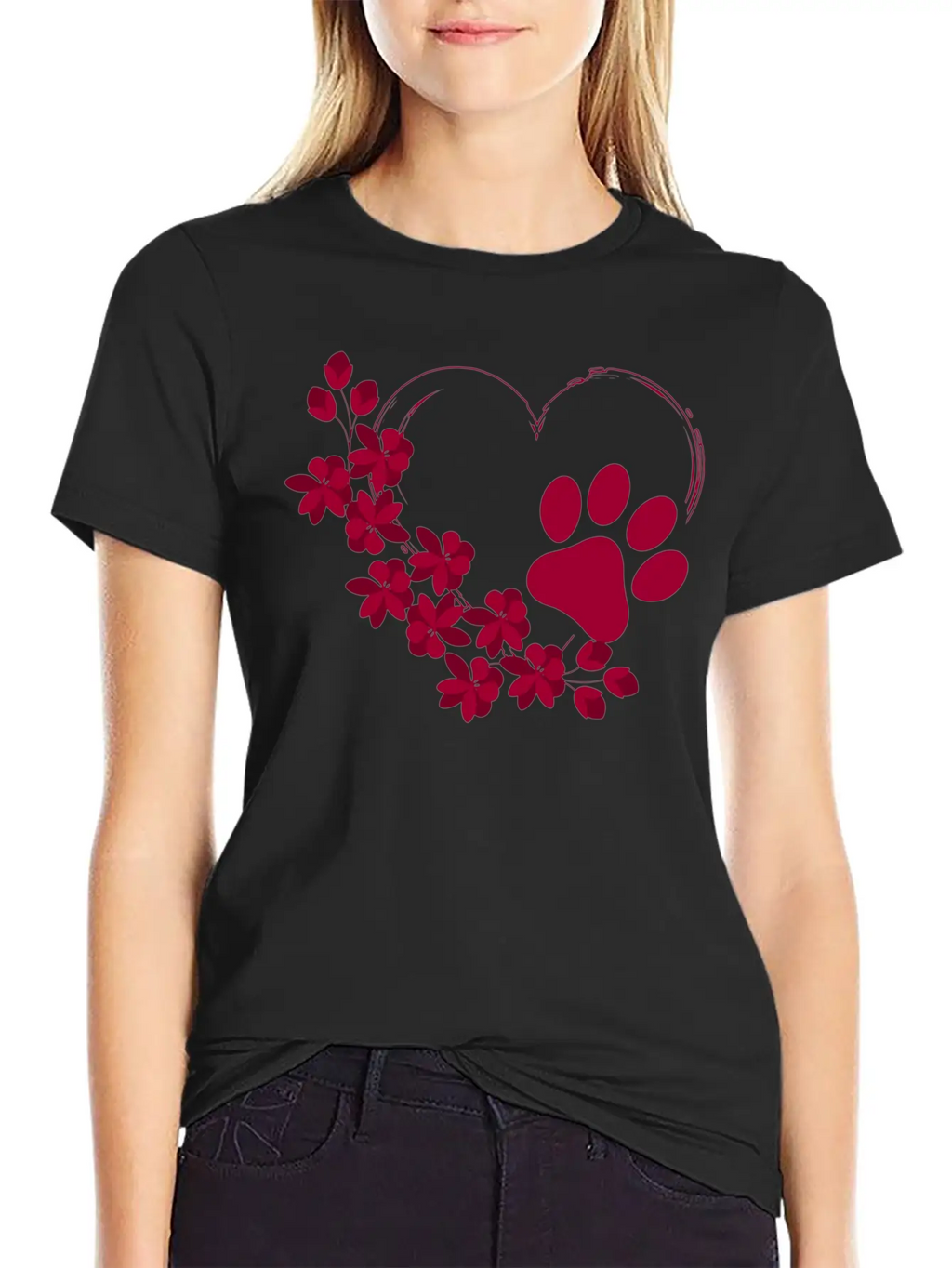 Dog Paw With Floral Look Unisex Casual T-Shirt – Clean Design For Daily Comfort