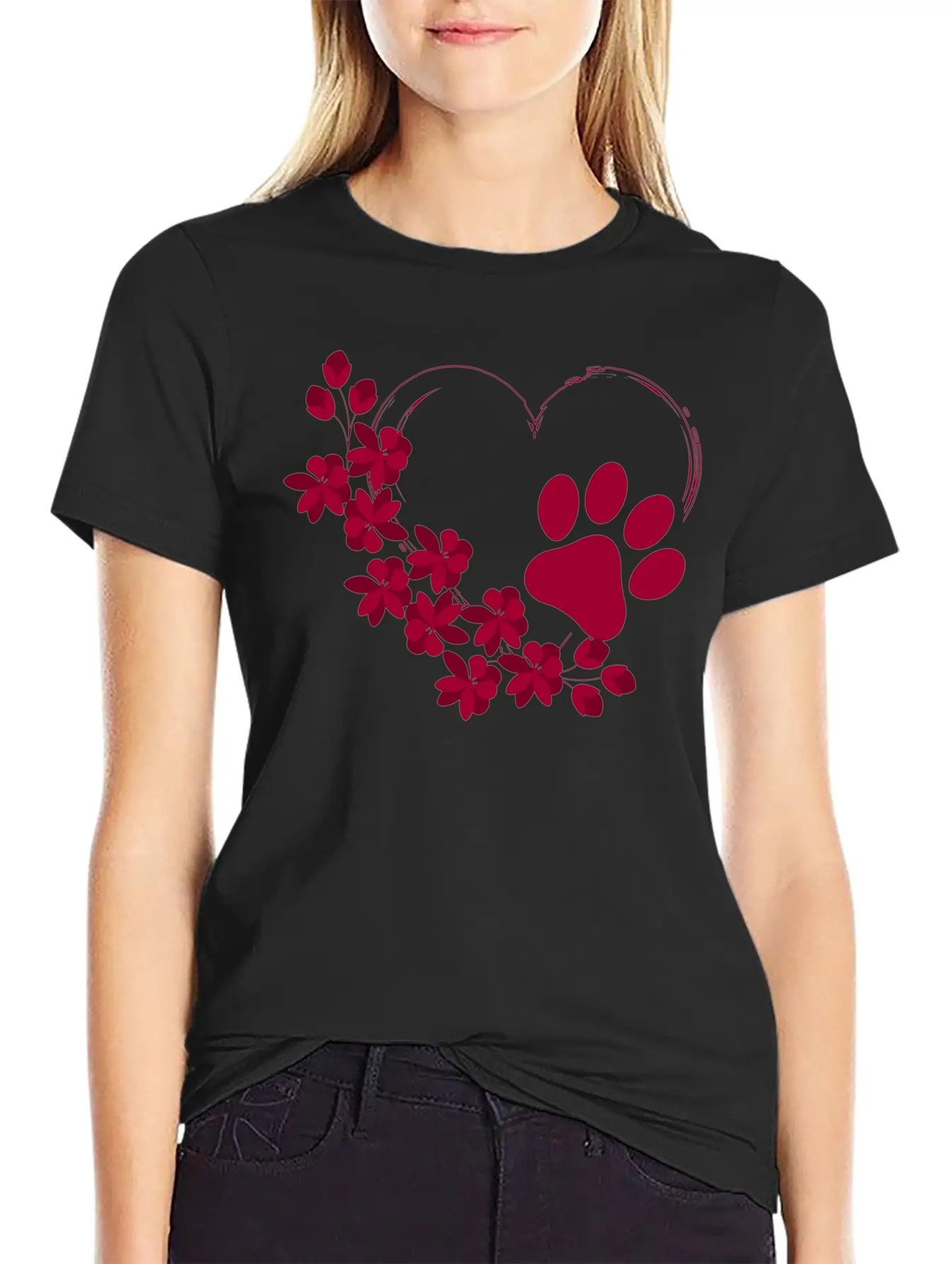 Dog Paw With Floral Look Unisex Casual T-Shirt – Clean Design For Daily Comfort