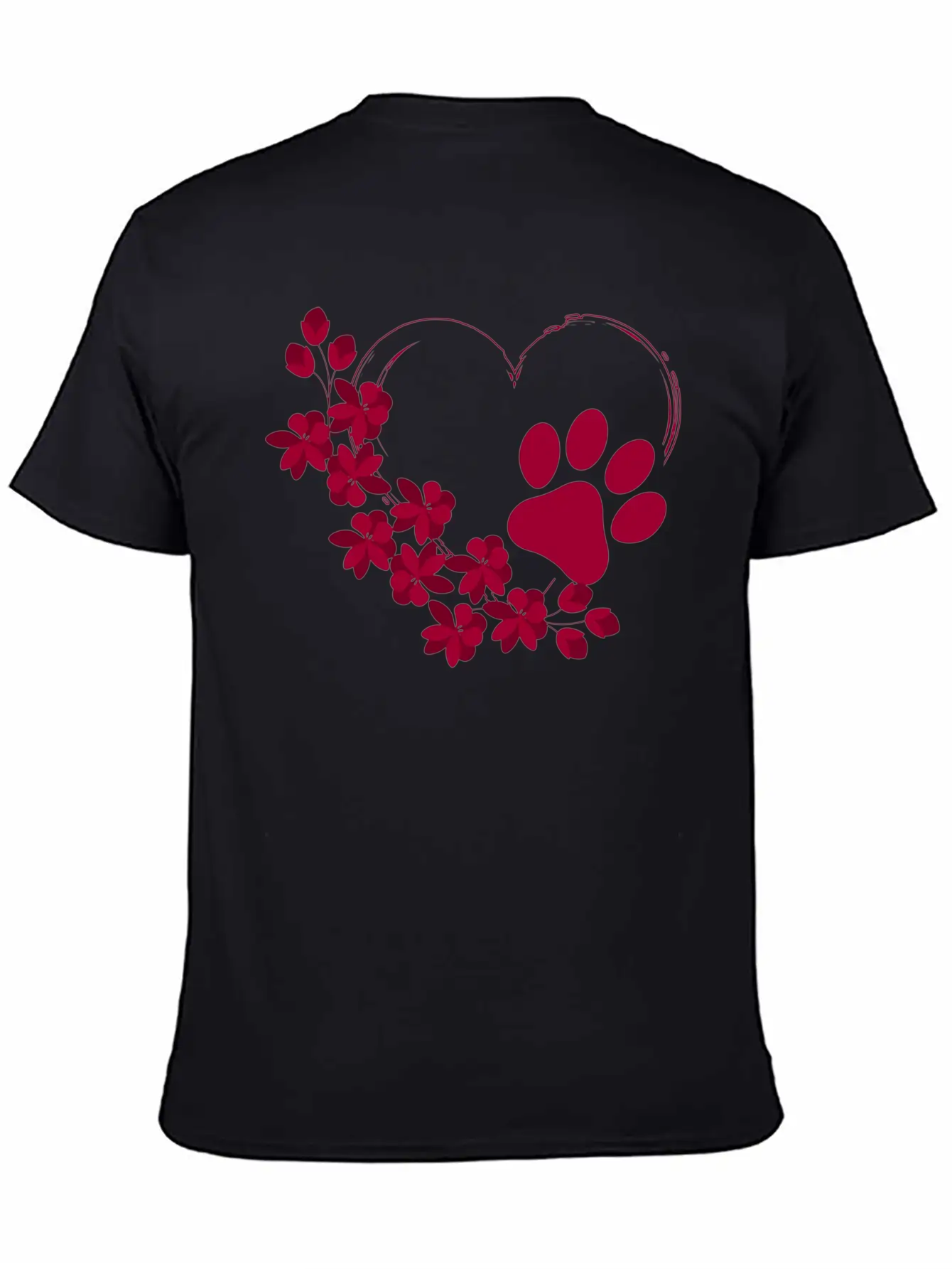 Dog Paw With Floral Look Unisex Casual T-Shirt – Clean Design For Daily Comfort