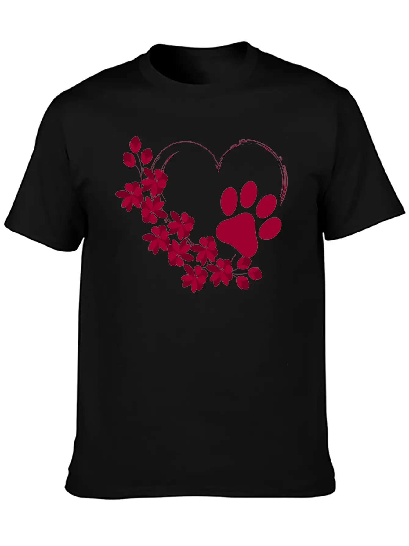 Dog Paw With Floral Look Unisex Casual T-Shirt – Clean Design For Daily Comfort