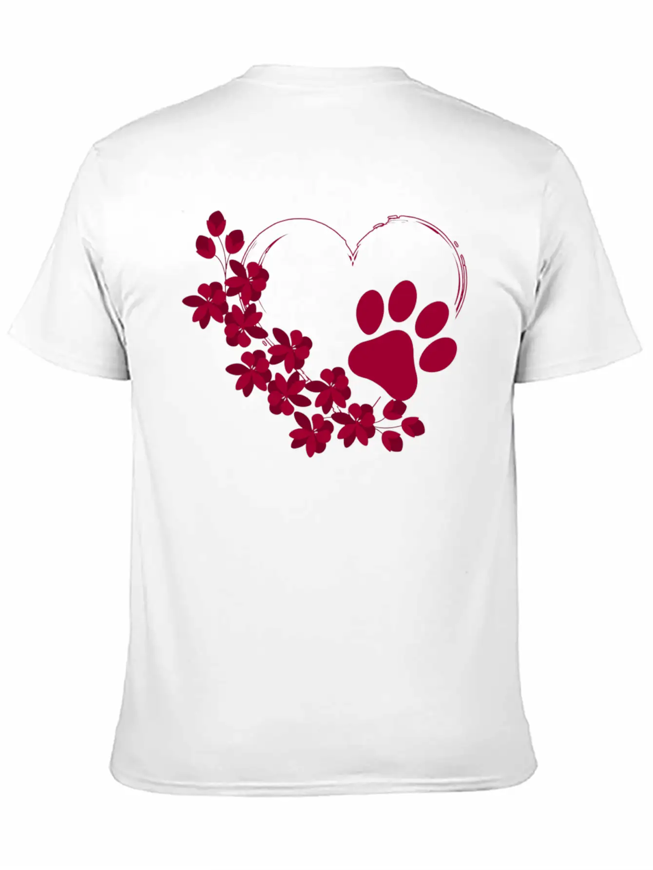 Dog Paw With Floral Look Unisex Casual T-Shirt – Clean Design For Daily Comfort
