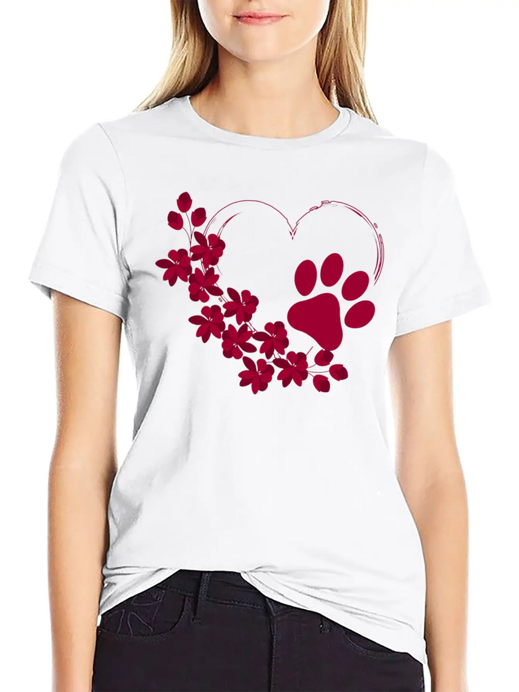 Dog Paw With Floral Look Unisex Casual T-Shirt – Clean Design For Daily Comfort