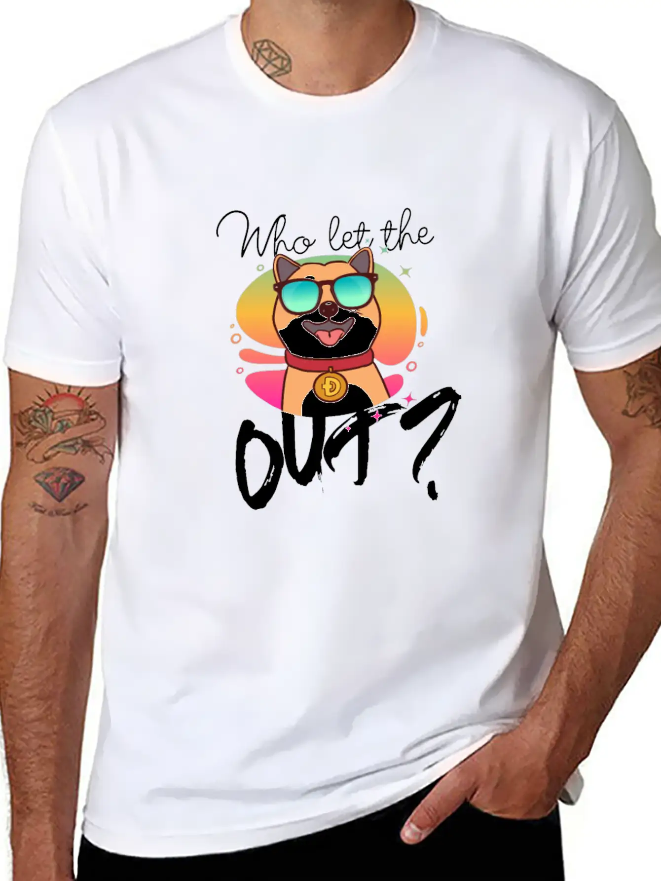DOGE Dogecoin HODLER - Who Let The Doge Out? Casual Graphic T-Shirt – Simple And Comfortable Daily Wear