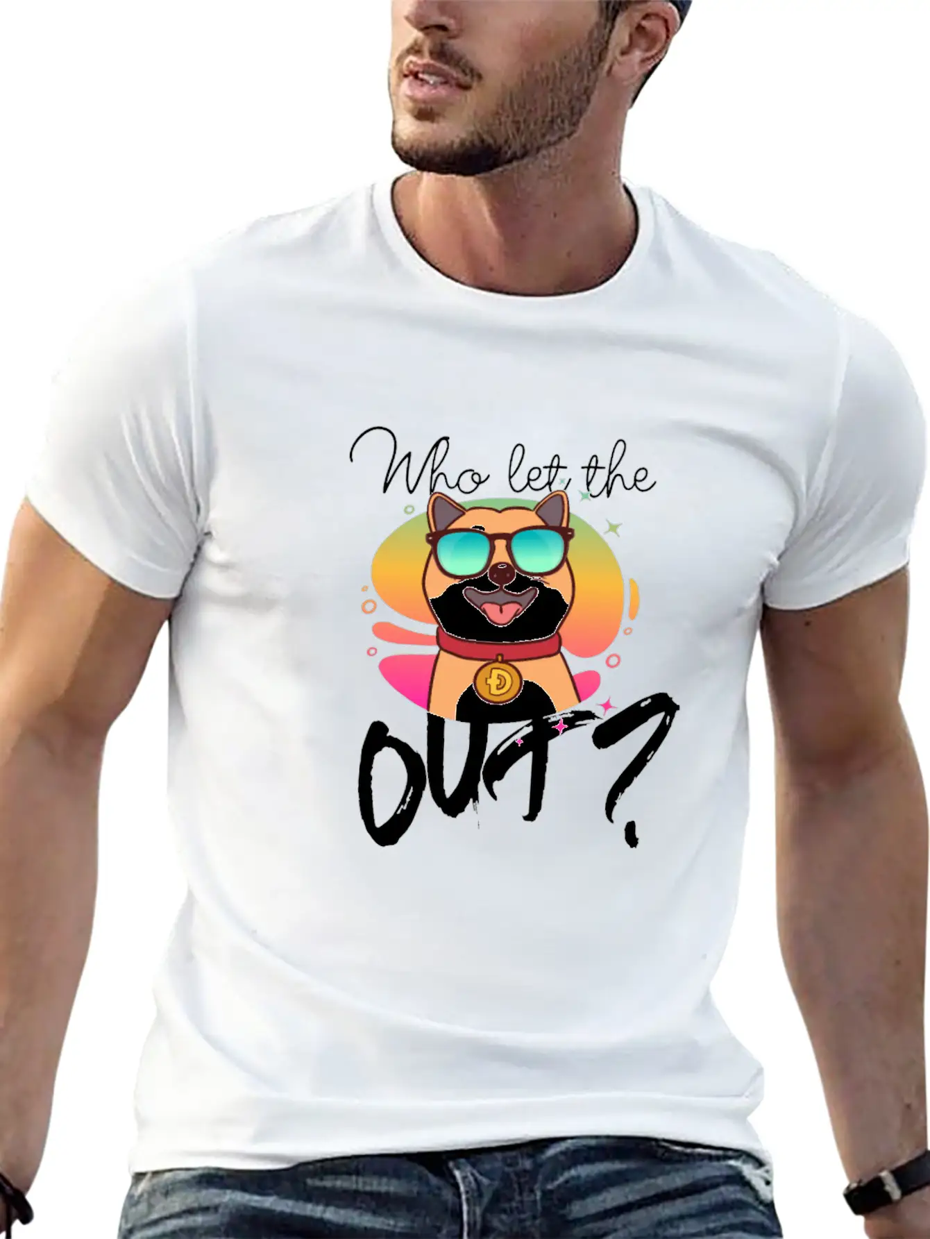 DOGE Dogecoin HODLER - Who Let The Doge Out? Casual Graphic T-Shirt – Simple And Comfortable Daily Wear
