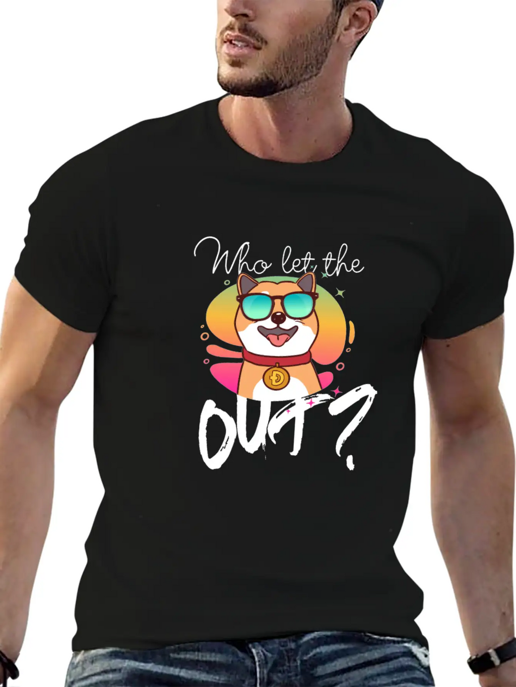 DOGE Dogecoin HODLER - Who Let The Doge Out? Casual Graphic T-Shirt – Simple And Comfortable Daily Wear