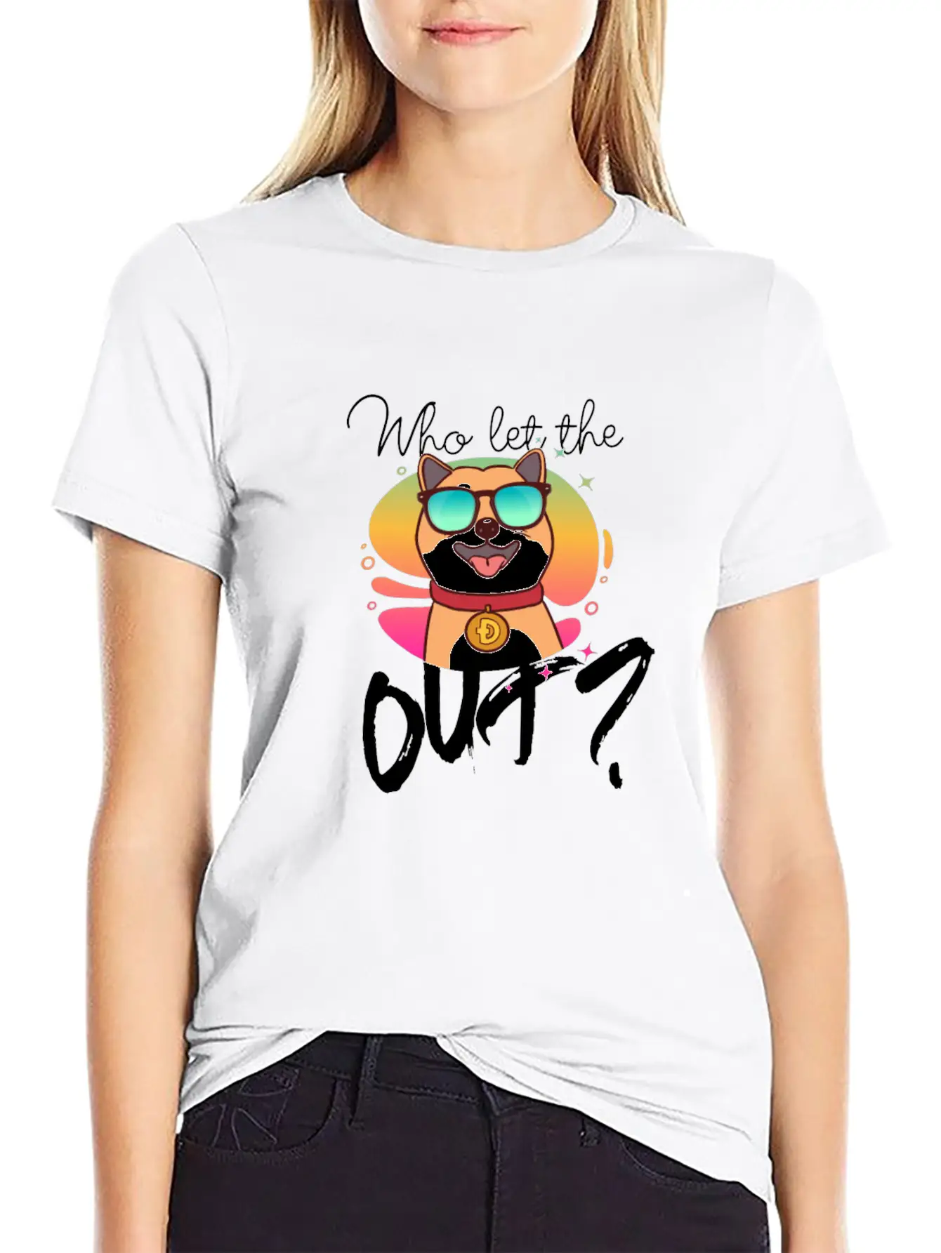 DOGE Dogecoin HODLER - Who Let The Doge Out? Casual Graphic T-Shirt – Simple And Comfortable Daily Wear
