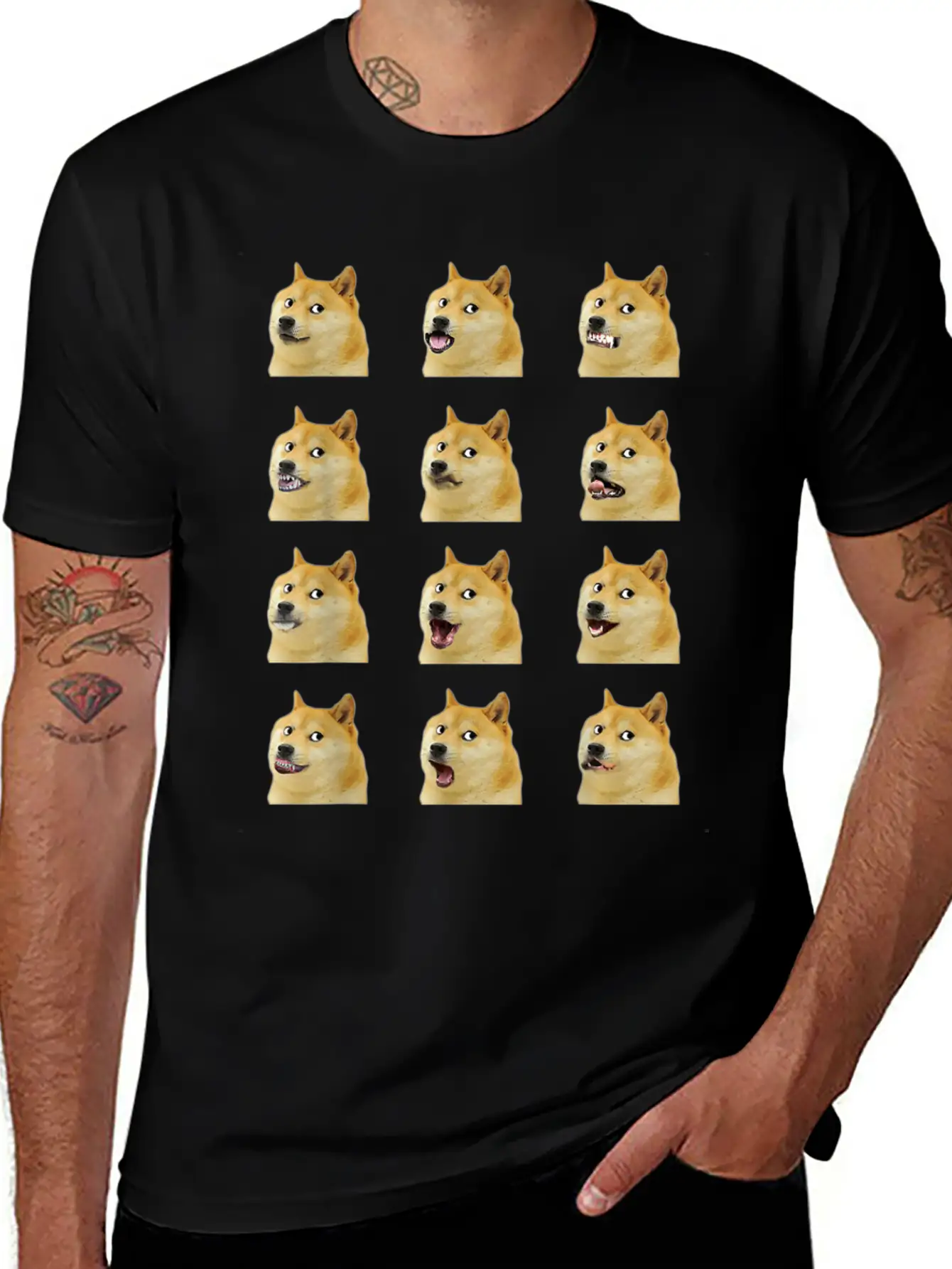 Dogecoin Doge Faces Funny Meme Hodl Shibu Inu Cryp Essential Cotton Tee For Daily Outfits – Unisex Style