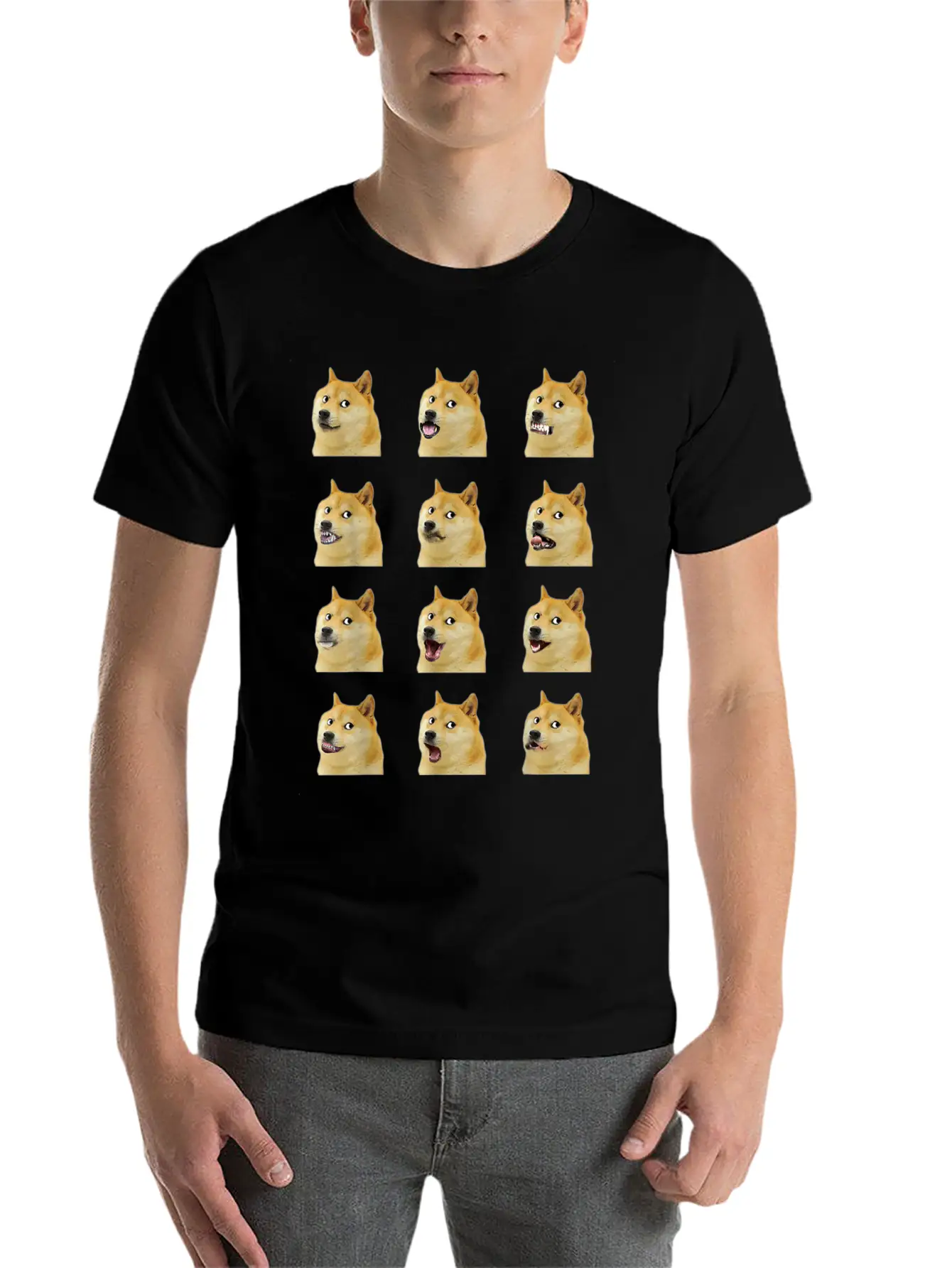 Dogecoin Doge Faces Funny Meme Hodl Shibu Inu Cryp Essential Cotton Tee For Daily Outfits – Unisex Style